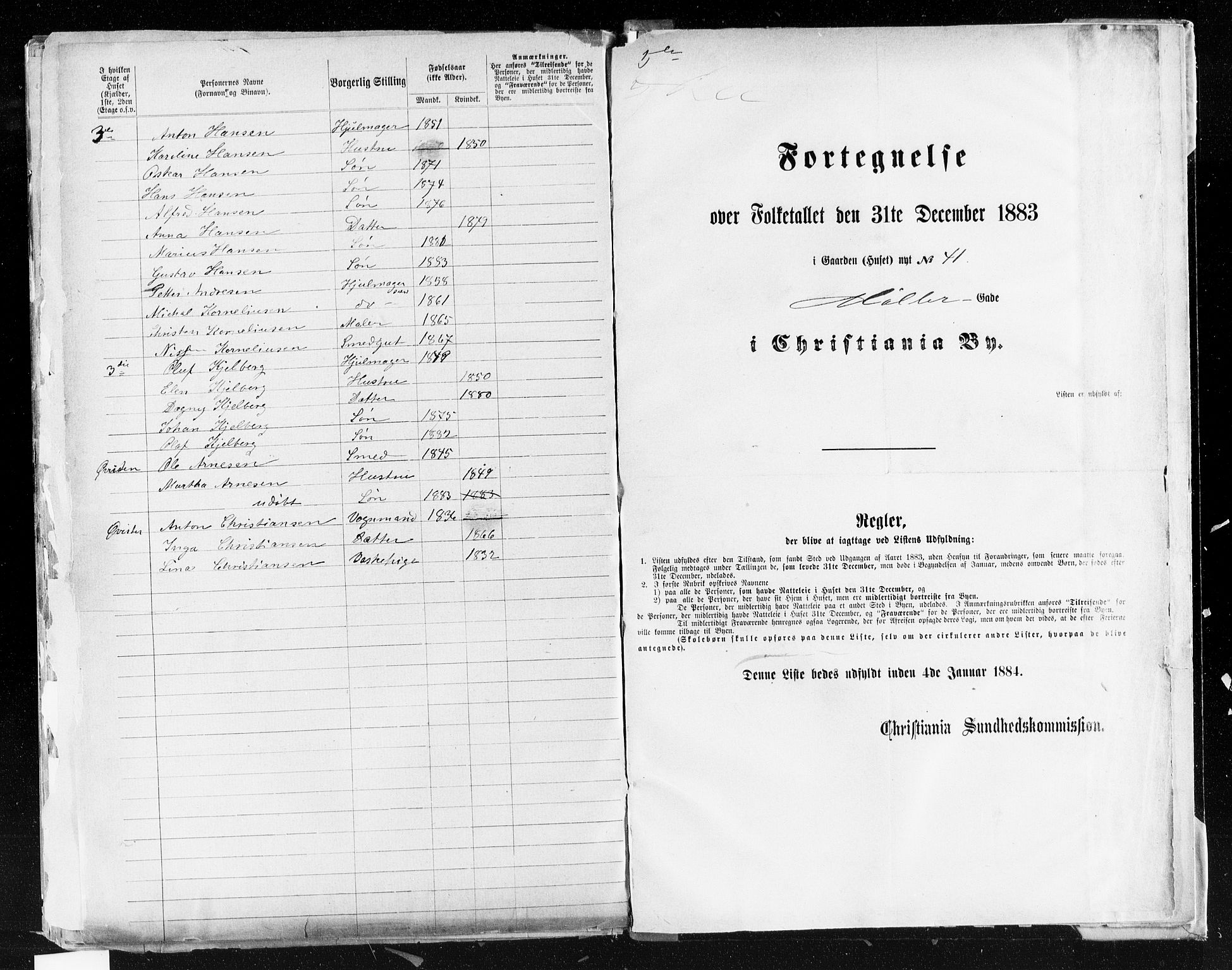 OBA, Municipal Census 1883 for Kristiania, 1883, p. 2924