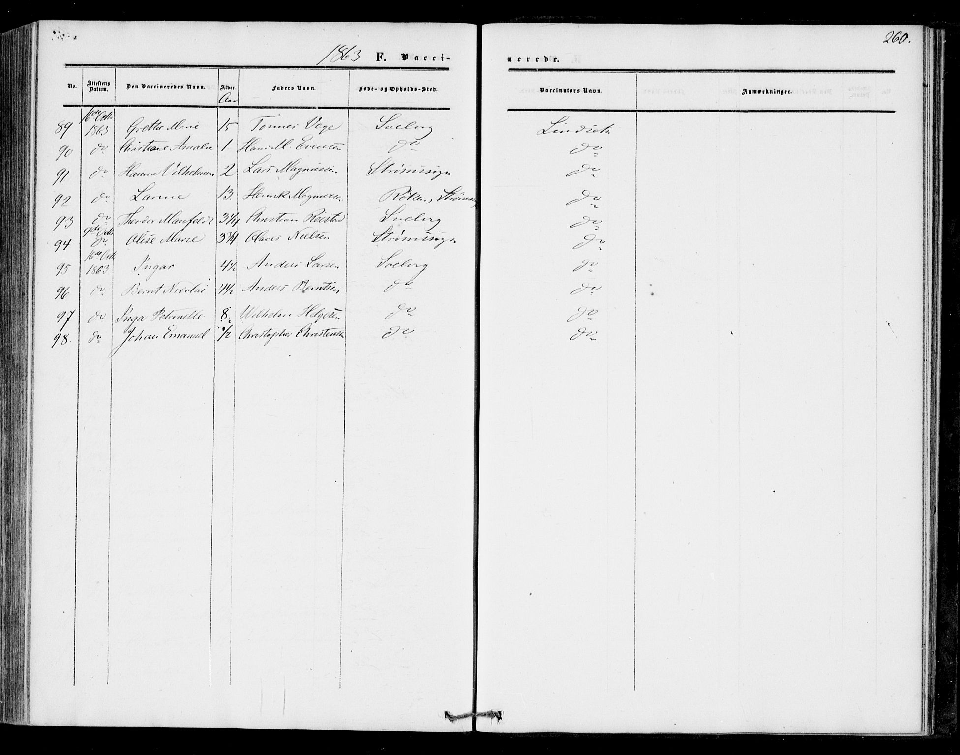 Strømm kirkebøker, AV/SAKO-A-322/F/Fa/L0001: Parish register (official) no. I 1, 1861-1869, p. 260