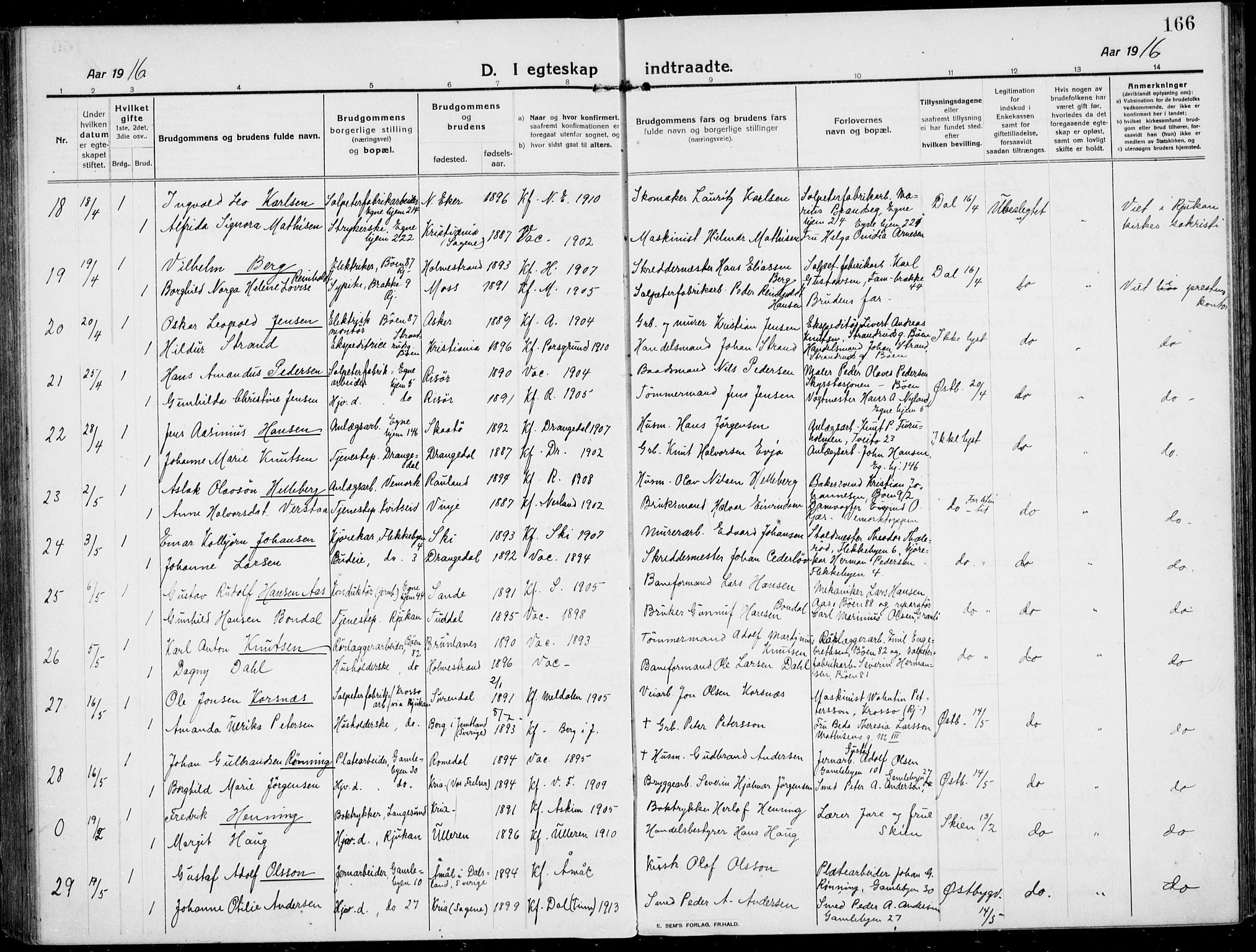 Rjukan kirkebøker, SAKO/A-294/F/Fa/L0002: Parish register (official) no. 2, 1912-1917, p. 166