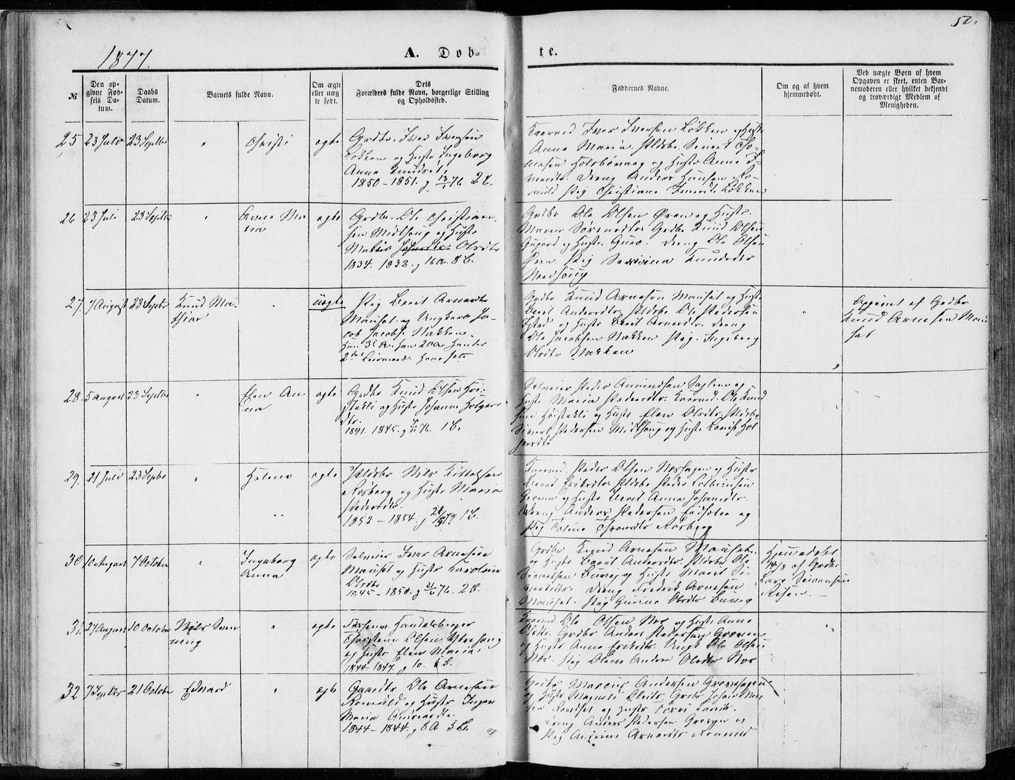 Ministerialprotokoller, klokkerbøker og fødselsregistre - Møre og Romsdal, AV/SAT-A-1454/557/L0681: Parish register (official) no. 557A03, 1869-1886, p. 50