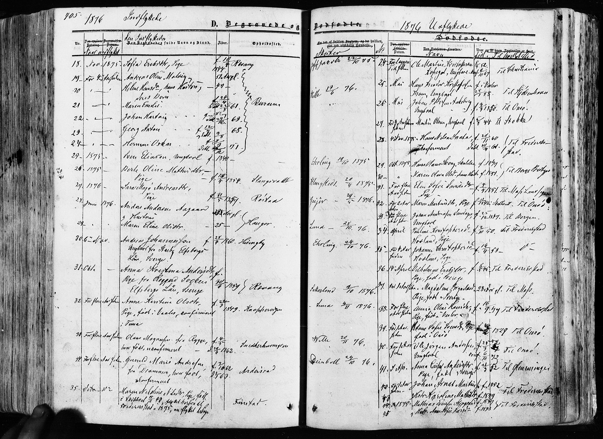 Råde prestekontor kirkebøker, AV/SAO-A-2009/F/Fa/L0006: Parish register (official) no. 6, 1854-1877, p. 405