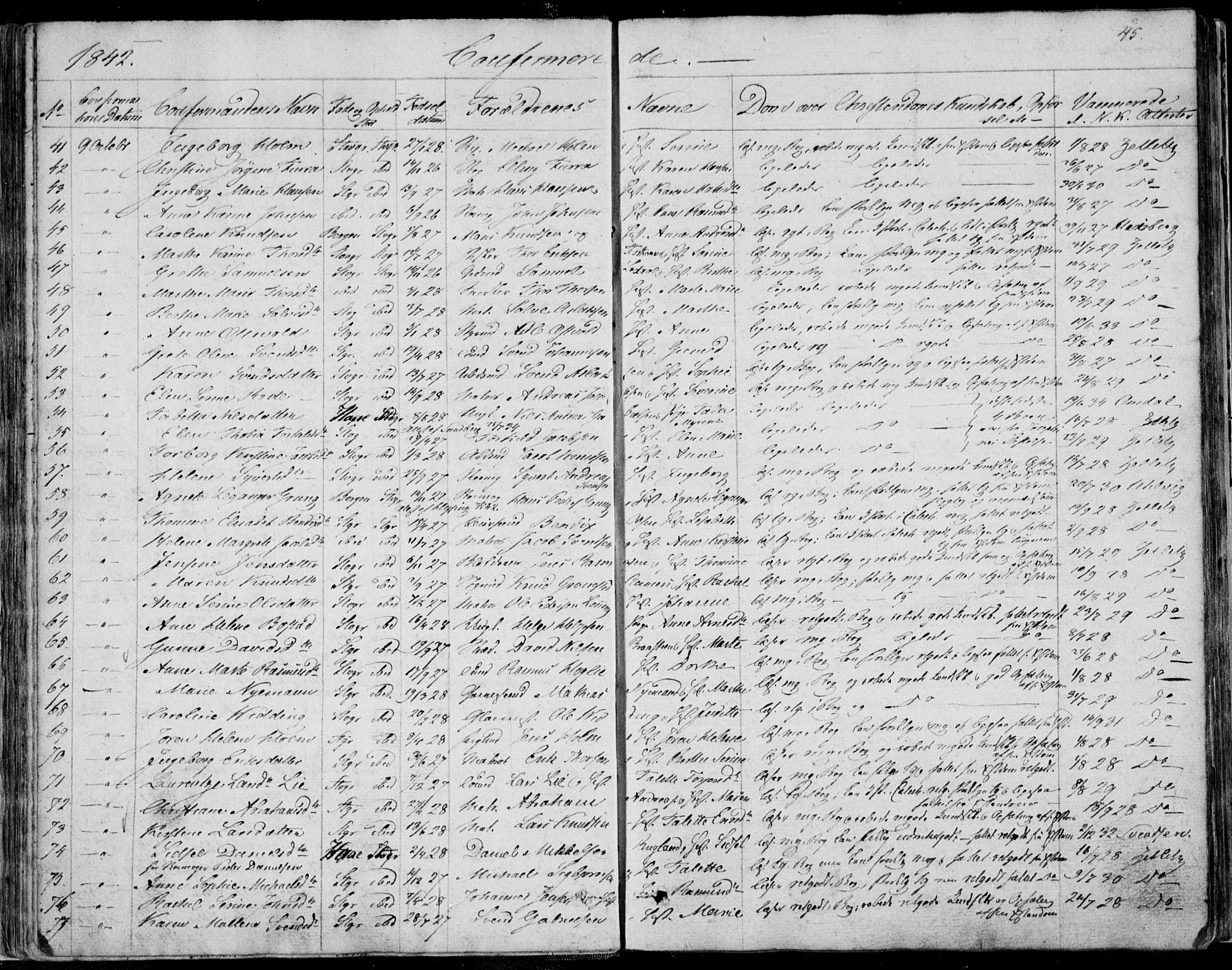 Domkirken sokneprestkontor, AV/SAST-A-101812/001/30/30BA/L0013: Parish register (official) no. A 12, 1823-1861, p. 45