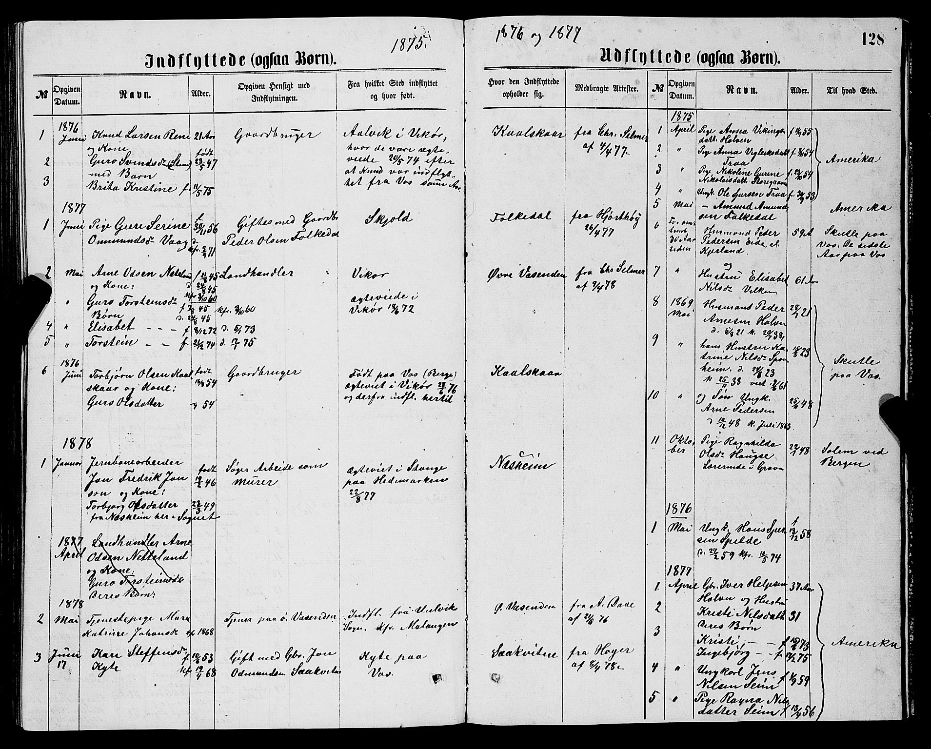 Ulvik sokneprestembete, SAB/A-78801/H/Hab: Parish register (copy) no. B 2, 1869-1883, p. 128