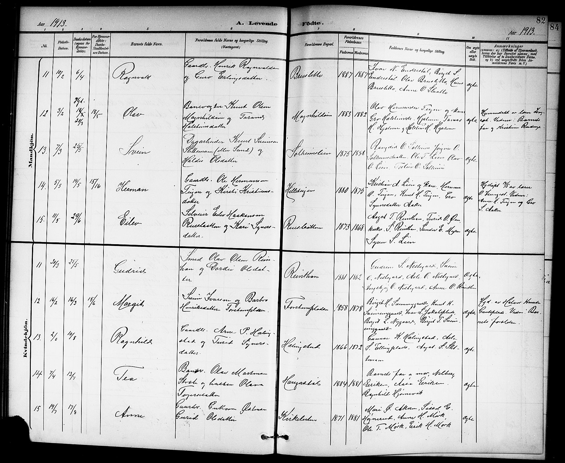 Hol kirkebøker, AV/SAKO-A-227/G/Ga/L0001: Parish register (copy) no. I 1, 1900-1919, p. 82