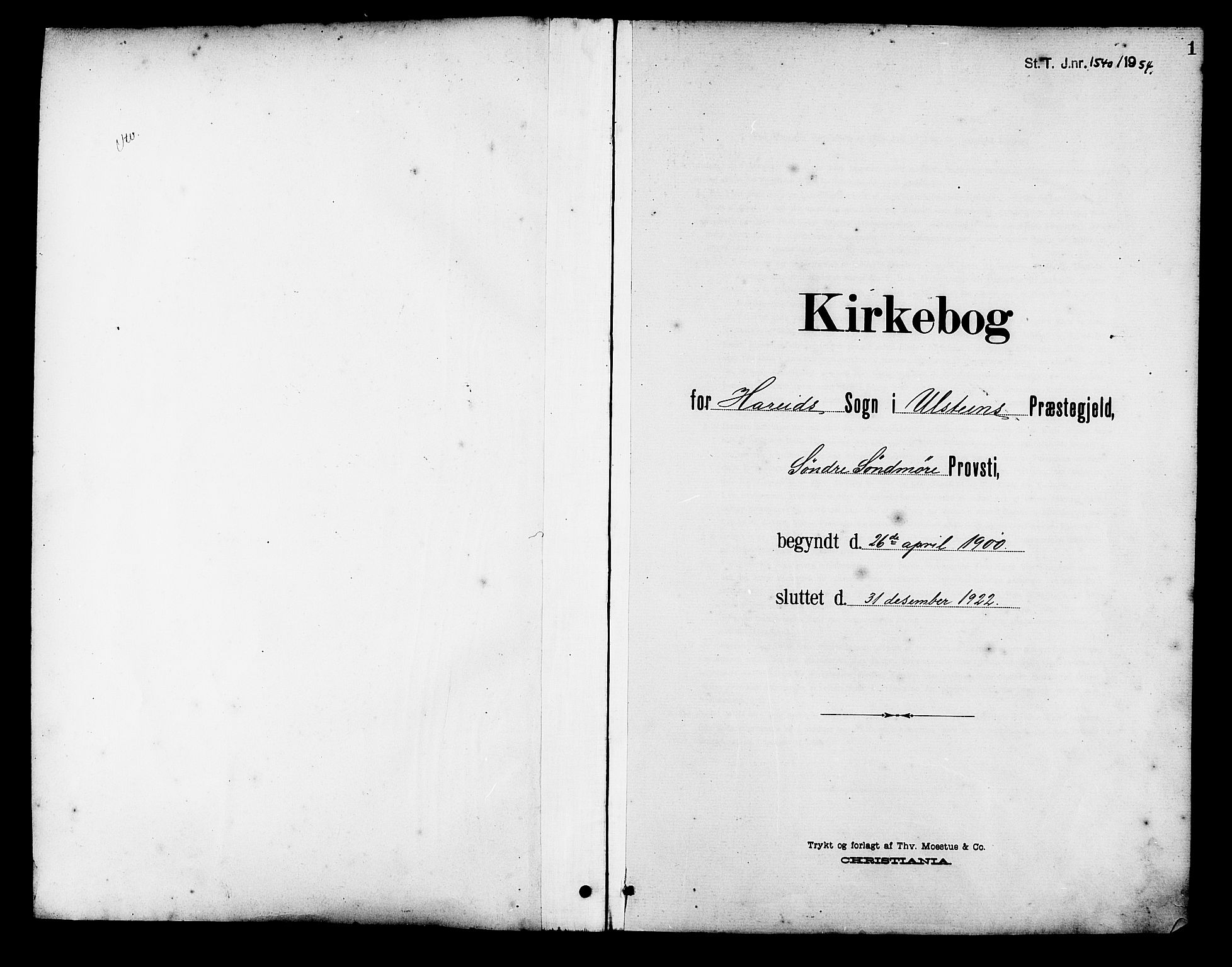 Ministerialprotokoller, klokkerbøker og fødselsregistre - Møre og Romsdal, SAT/A-1454/510/L0126: Parish register (copy) no. 510C03, 1900-1922, p. 1