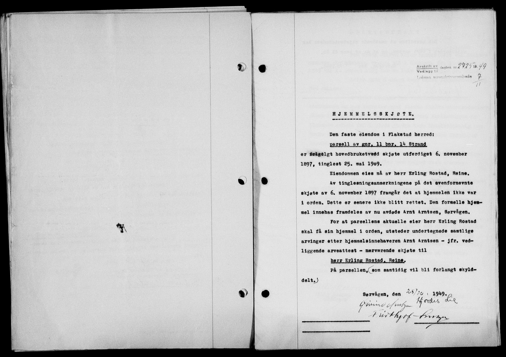 Lofoten sorenskriveri, SAT/A-0017/1/2/2C/L0022a: Mortgage book no. 22a, 1949-1950, Diary no: : 2725/1949