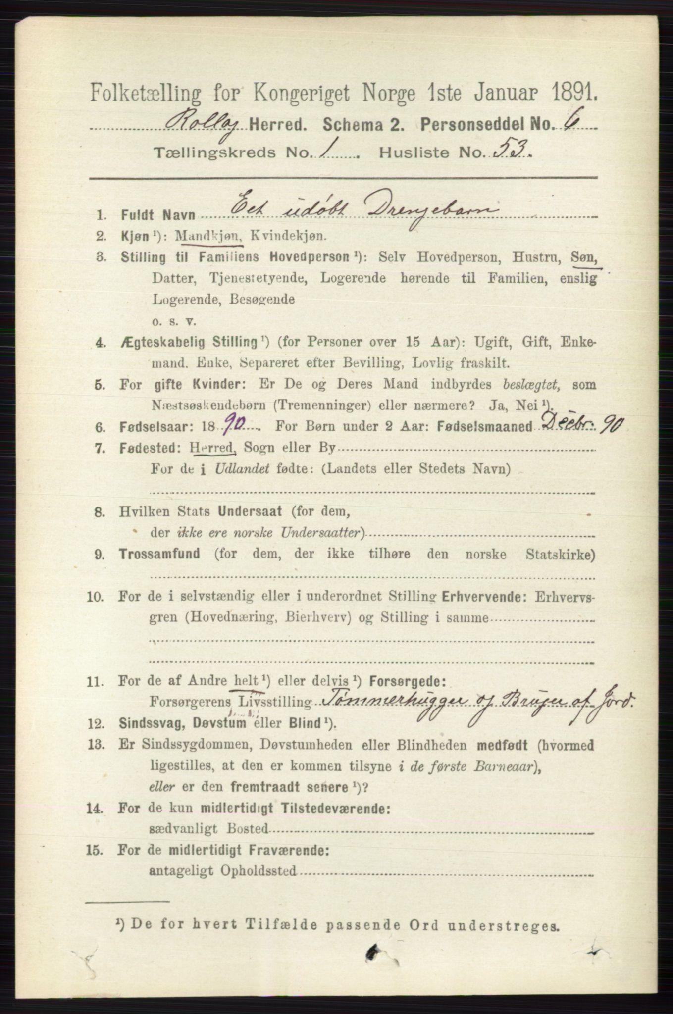 RA, 1891 census for 0632 Rollag, 1891, p. 414