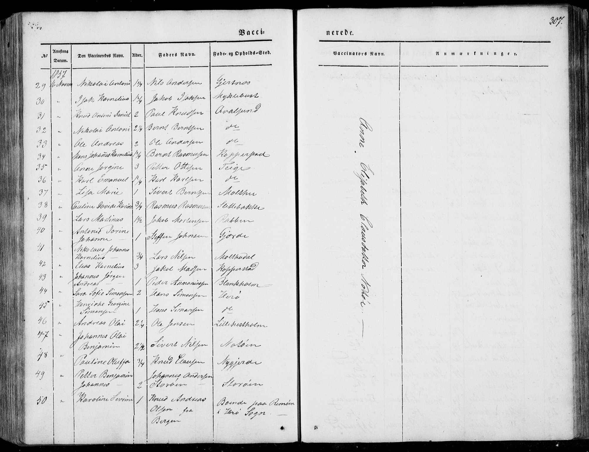 Ministerialprotokoller, klokkerbøker og fødselsregistre - Møre og Romsdal, AV/SAT-A-1454/507/L0070: Parish register (official) no. 507A05, 1842-1873, p. 307