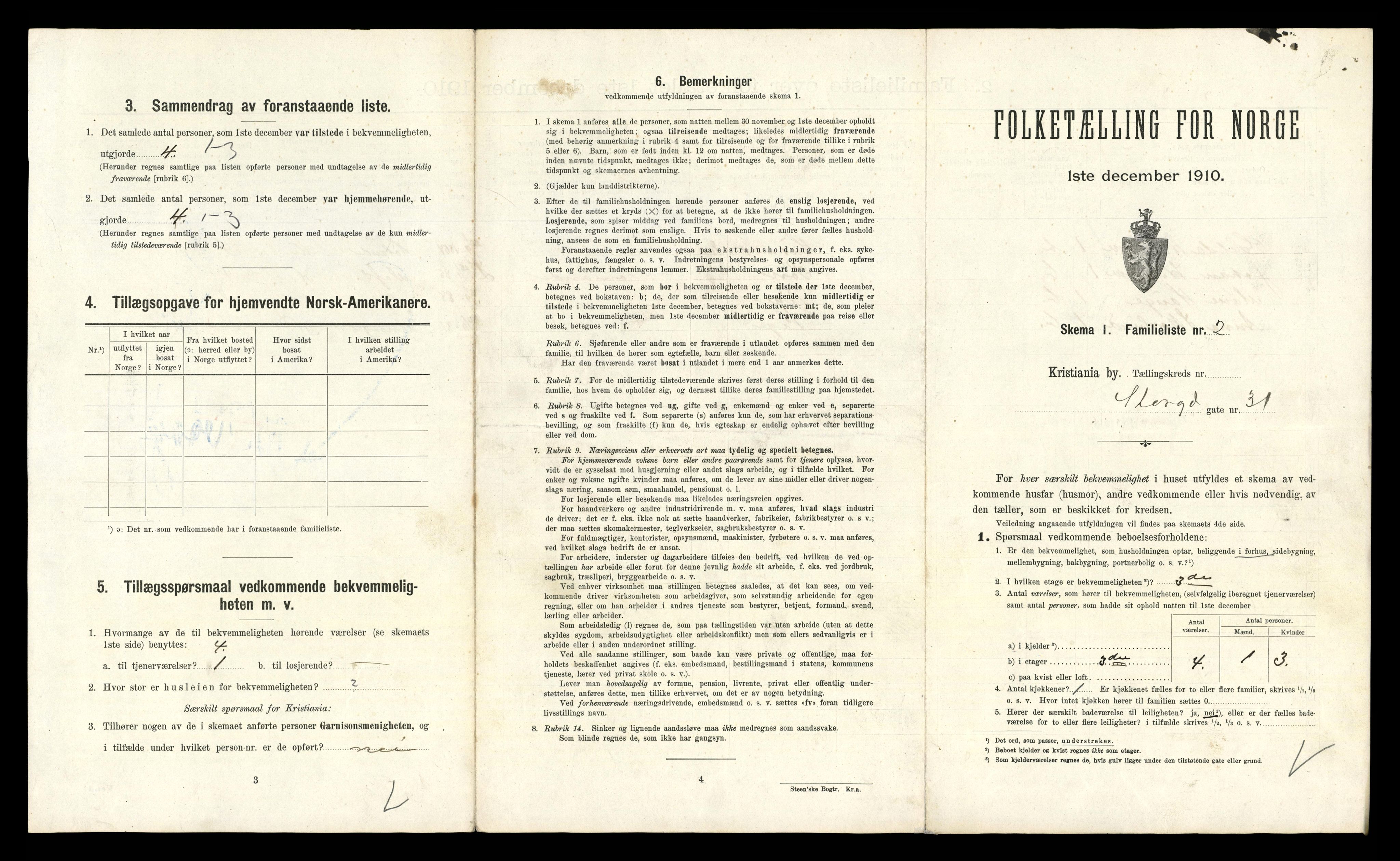 RA, 1910 census for Kristiania, 1910, p. 99001