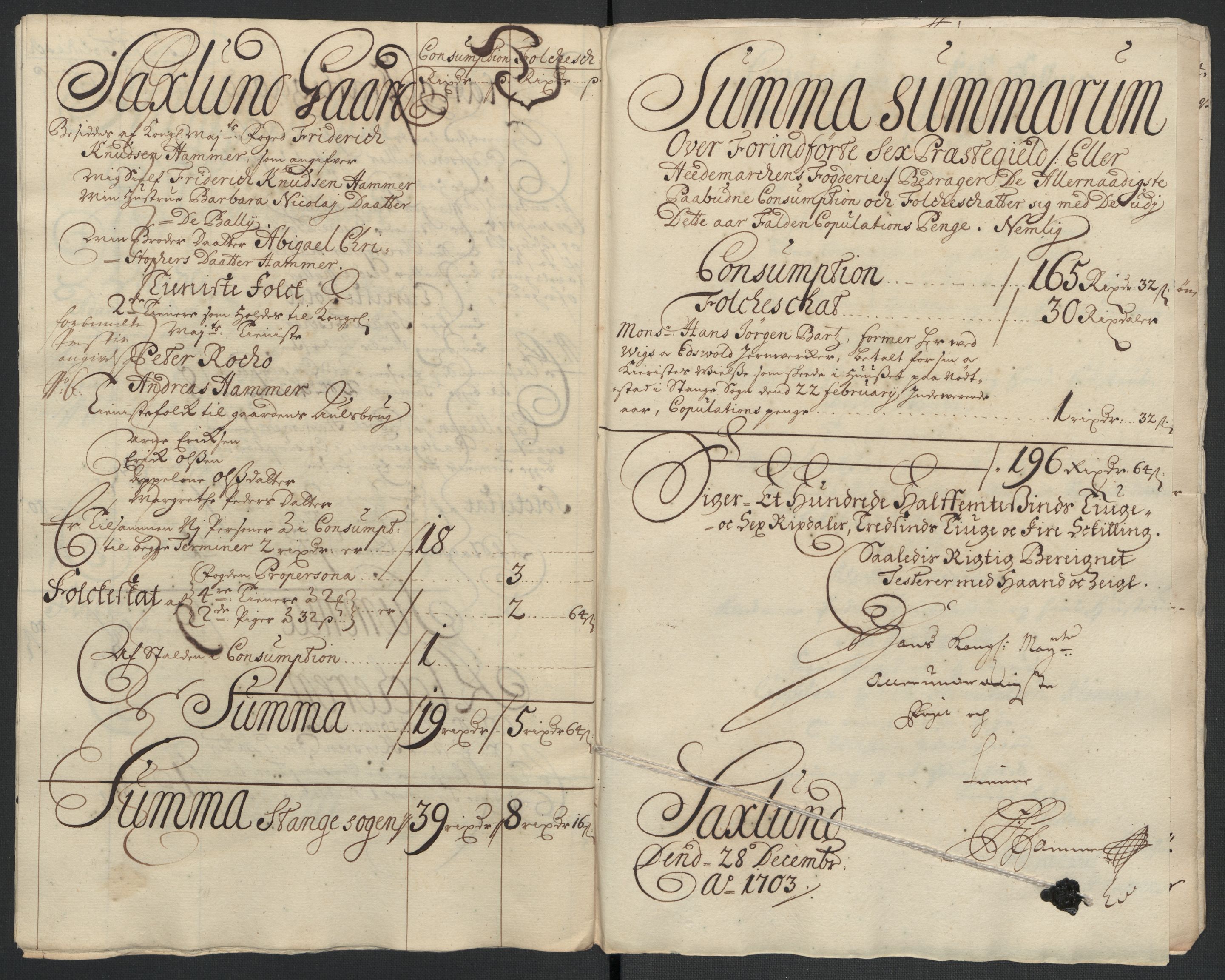 Rentekammeret inntil 1814, Reviderte regnskaper, Fogderegnskap, RA/EA-4092/R16/L1041: Fogderegnskap Hedmark, 1703-1704, p. 109
