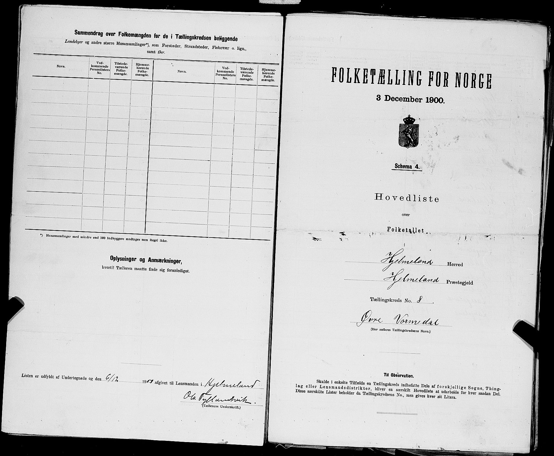 SAST, 1900 census for Hjelmeland, 1900, p. 33