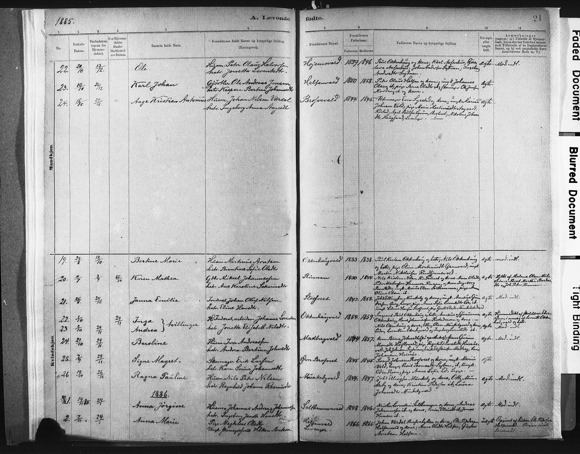 Ministerialprotokoller, klokkerbøker og fødselsregistre - Nord-Trøndelag, SAT/A-1458/721/L0207: Parish register (official) no. 721A02, 1880-1911, p. 21