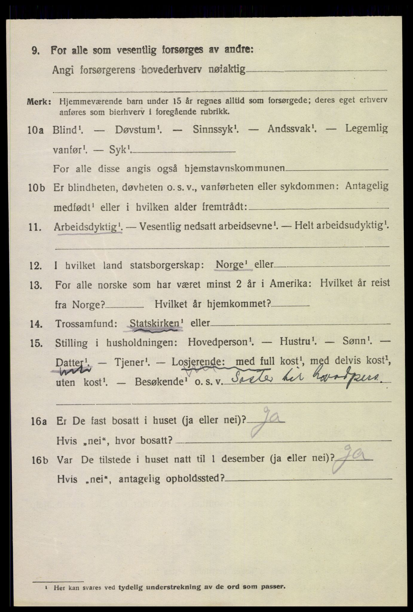 SAK, 1920 census for Lista, 1920, p. 7042