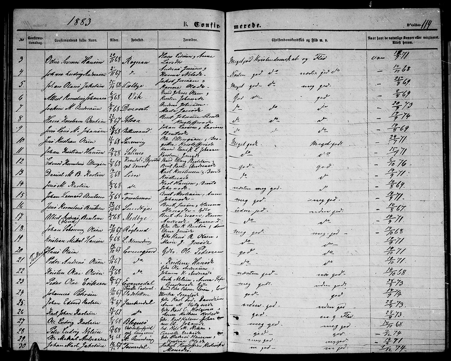 Ministerialprotokoller, klokkerbøker og fødselsregistre - Nordland, SAT/A-1459/847/L0679: Parish register (copy) no. 847C07, 1870-1888, p. 114