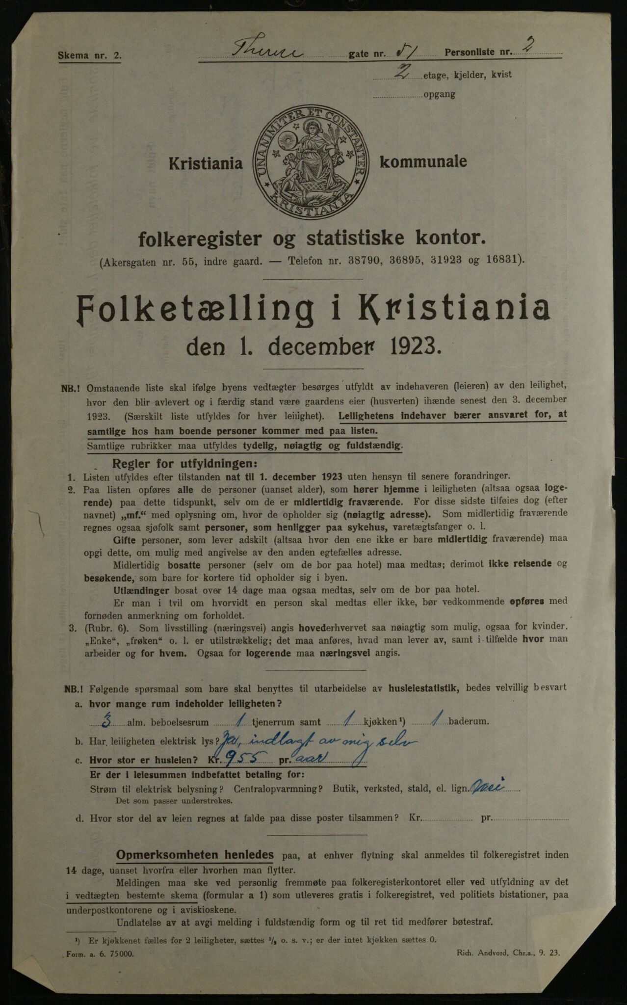 OBA, Municipal Census 1923 for Kristiania, 1923, p. 120213