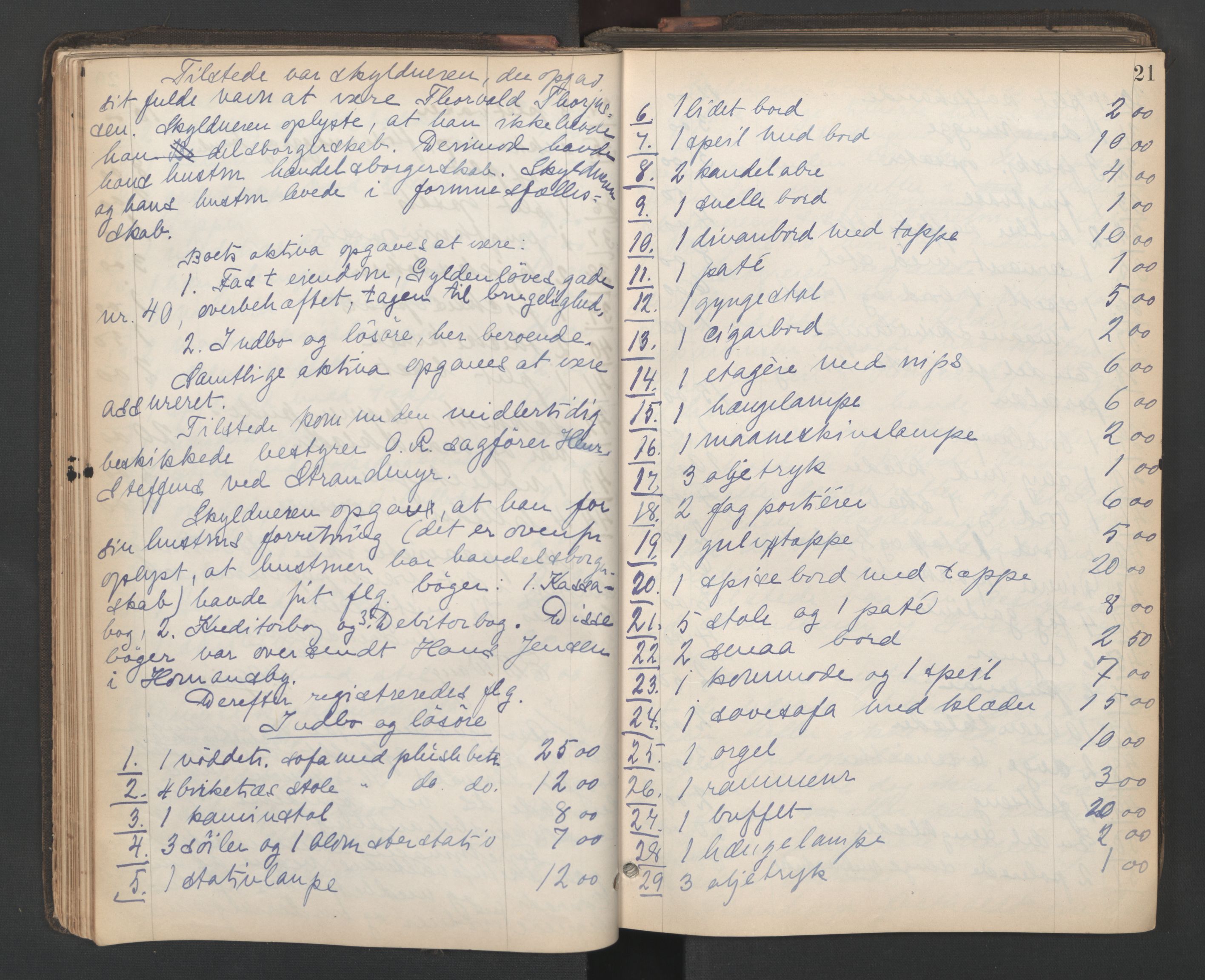 Oslo skifterett, AV/SAO-A-10383/H/Hb/Hbd/L0005: Skifteregistreringsprotokoll, 1904-1909, p. 20b-21a