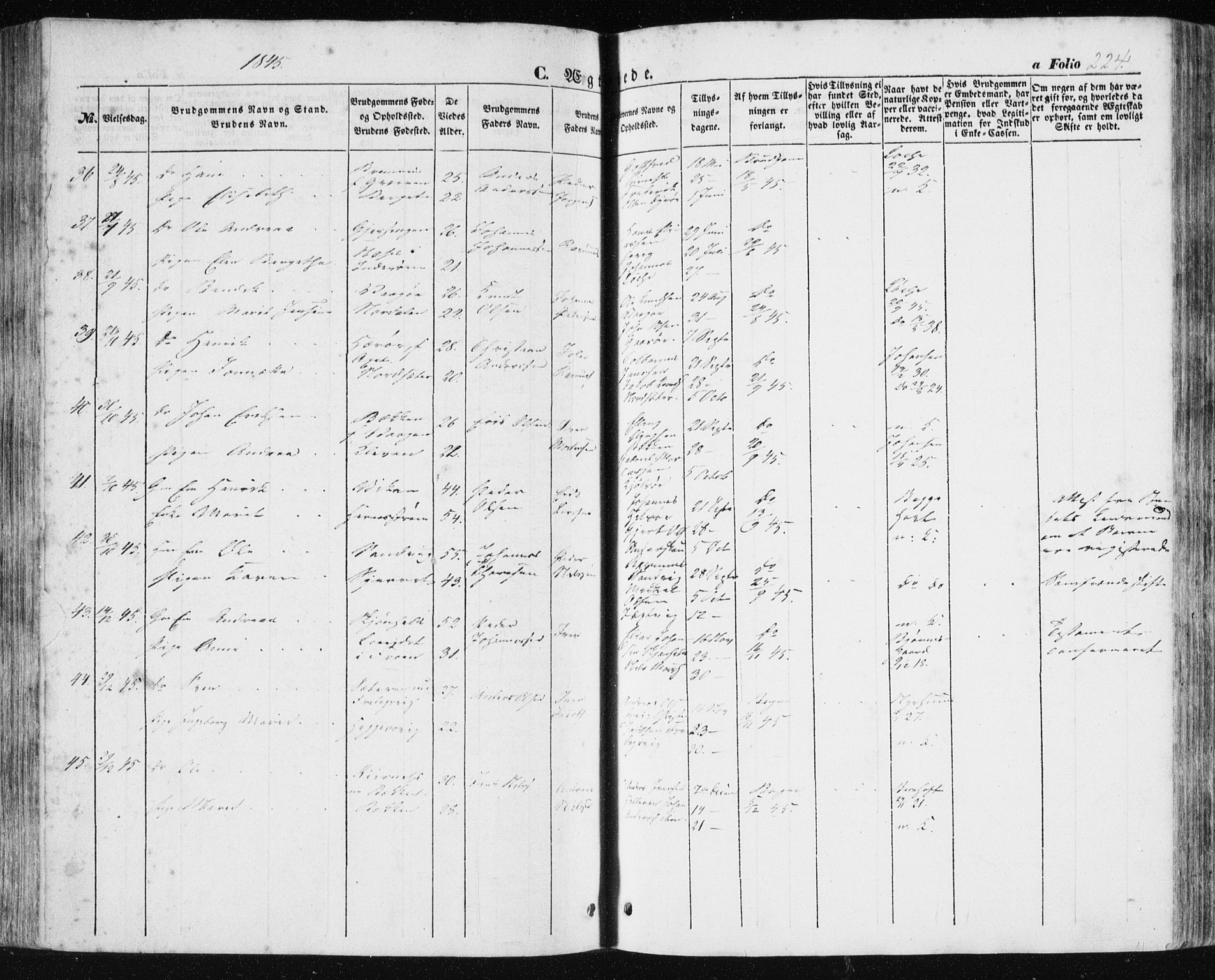 Ministerialprotokoller, klokkerbøker og fødselsregistre - Sør-Trøndelag, AV/SAT-A-1456/634/L0529: Parish register (official) no. 634A05, 1843-1851, p. 224