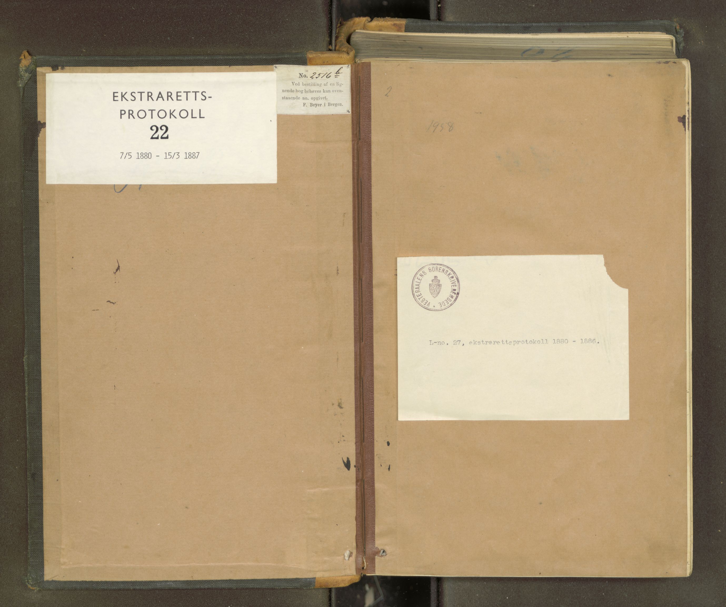Vesterålen sorenskriveri, SAT/A-4180/1/1/1B/L0022: Ekstrarettsprotokoll, 1880-1887