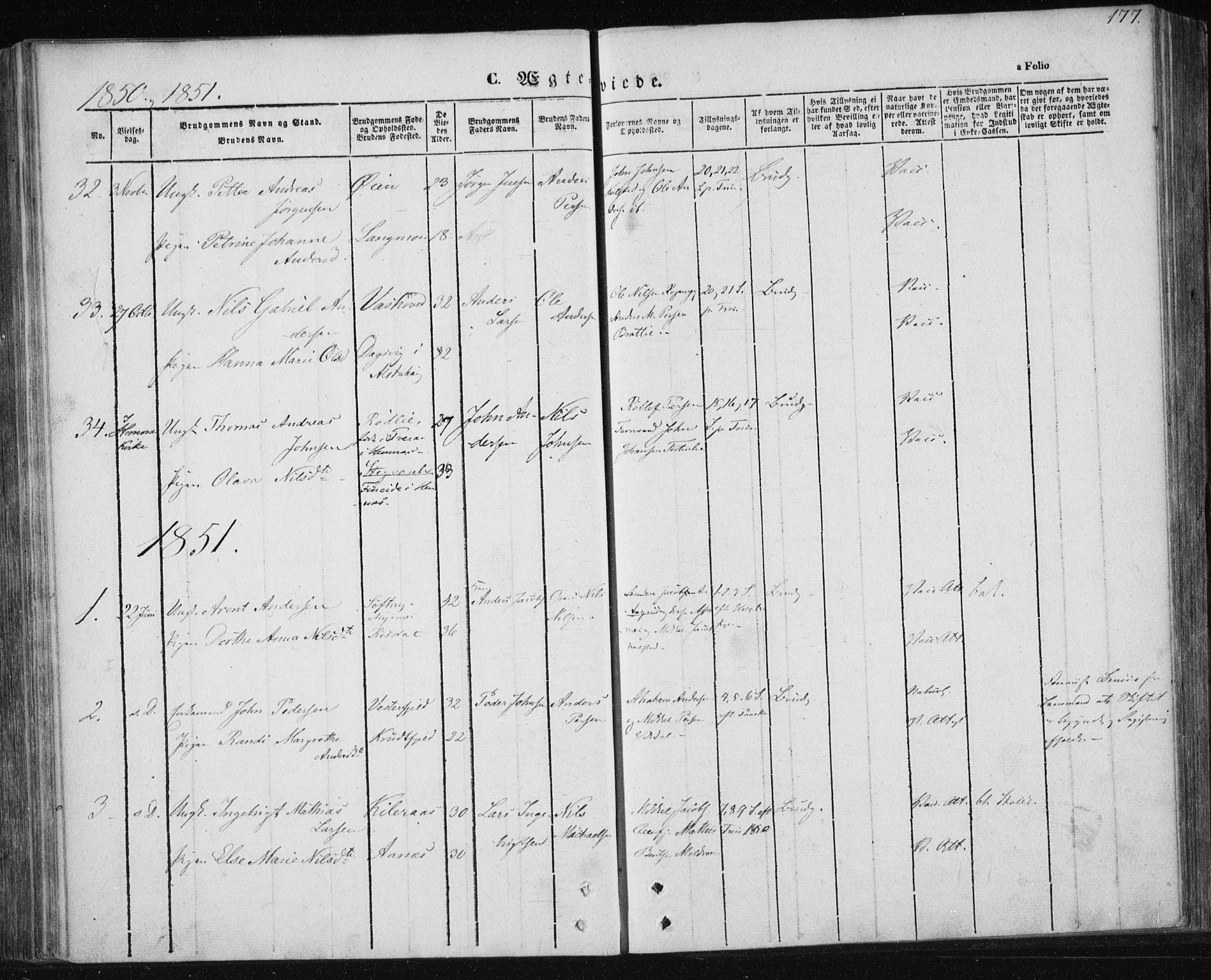 Ministerialprotokoller, klokkerbøker og fødselsregistre - Nordland, AV/SAT-A-1459/820/L0291: Parish register (official) no. 820A12, 1846-1854, p. 177