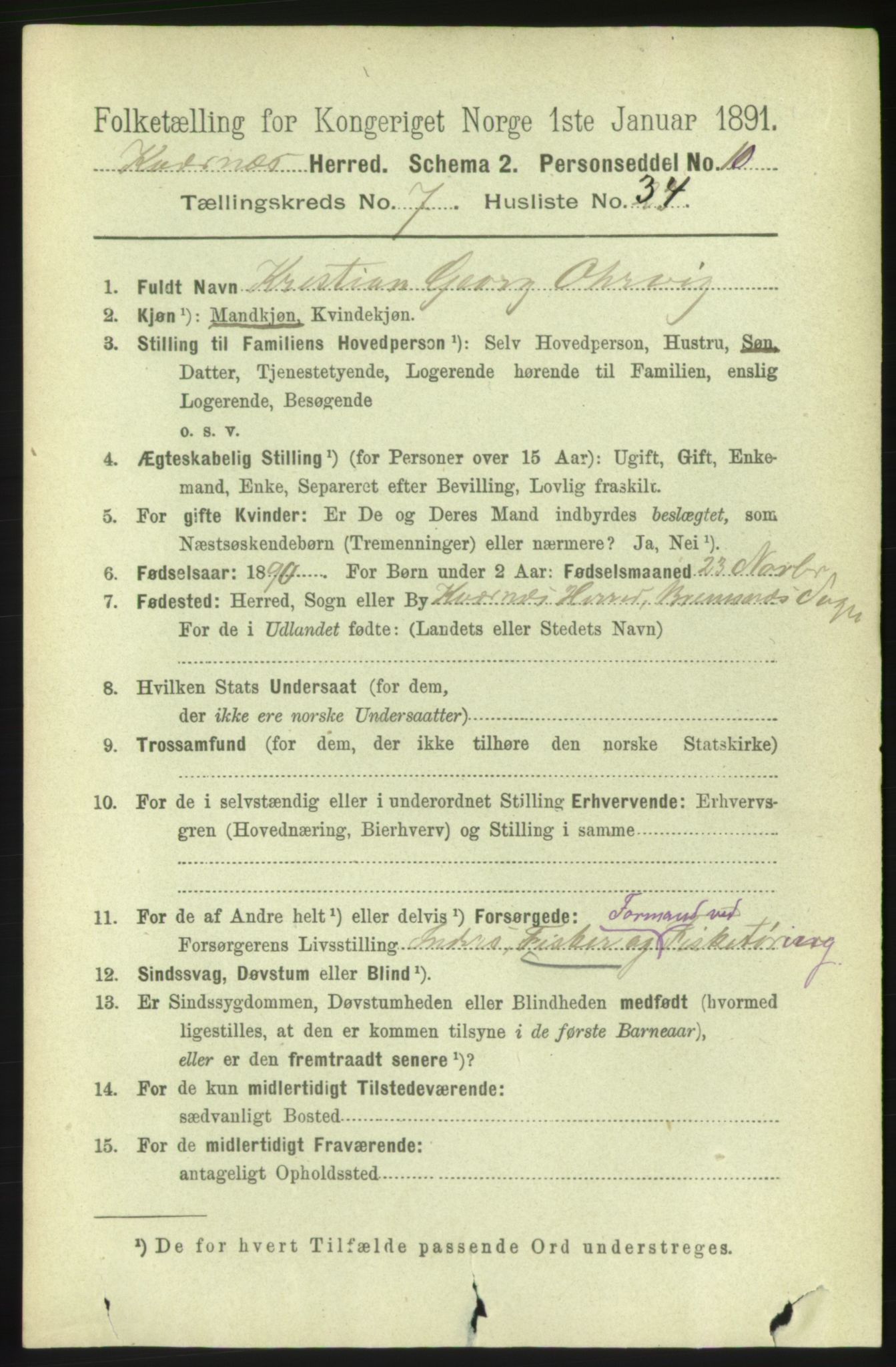 RA, 1891 census for 1553 Kvernes, 1891, p. 3453