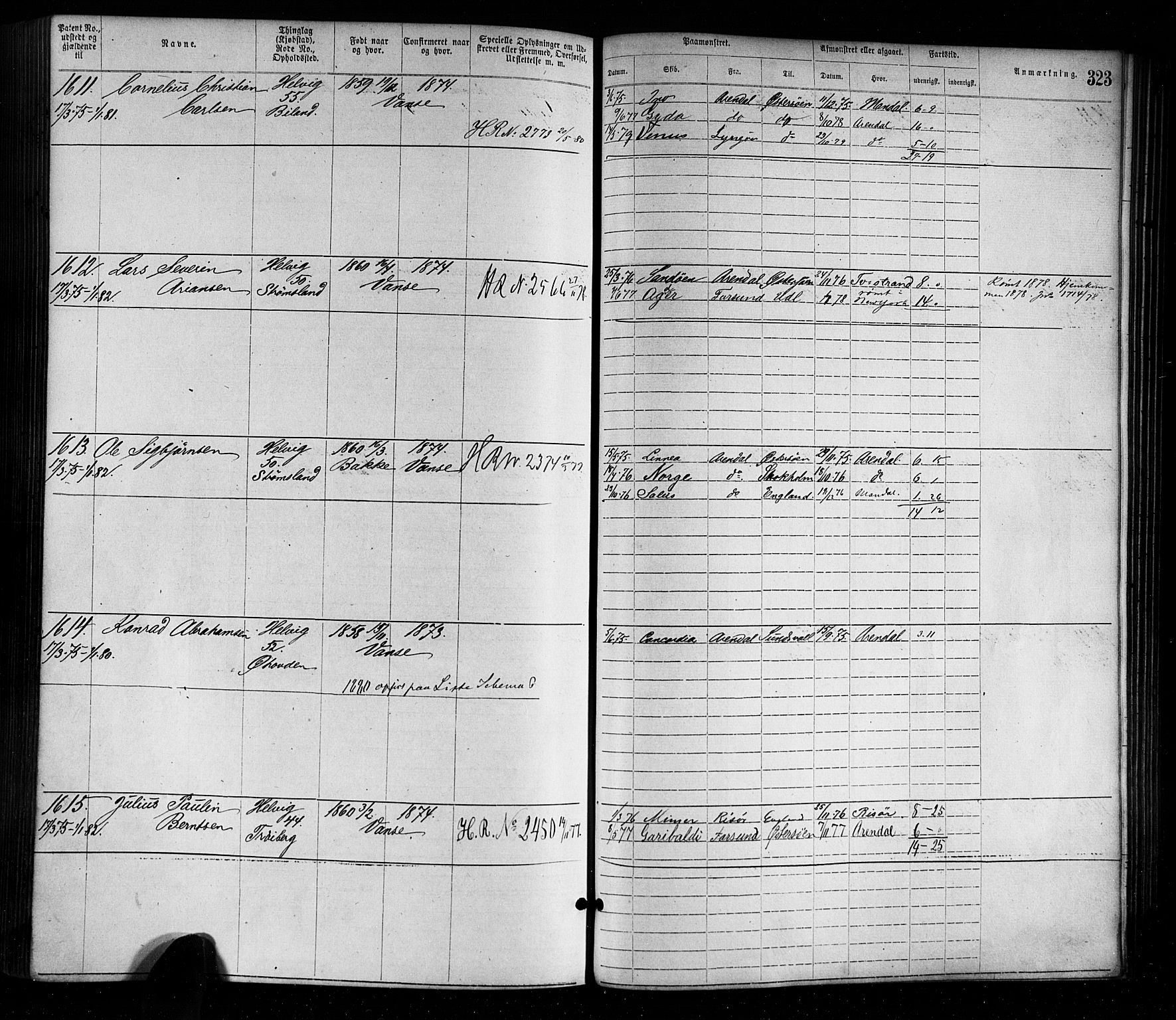 Farsund mønstringskrets, AV/SAK-2031-0017/F/Fa/L0001: Annotasjonsrulle nr 1-1920 med register, M-1, 1869-1877, p. 355