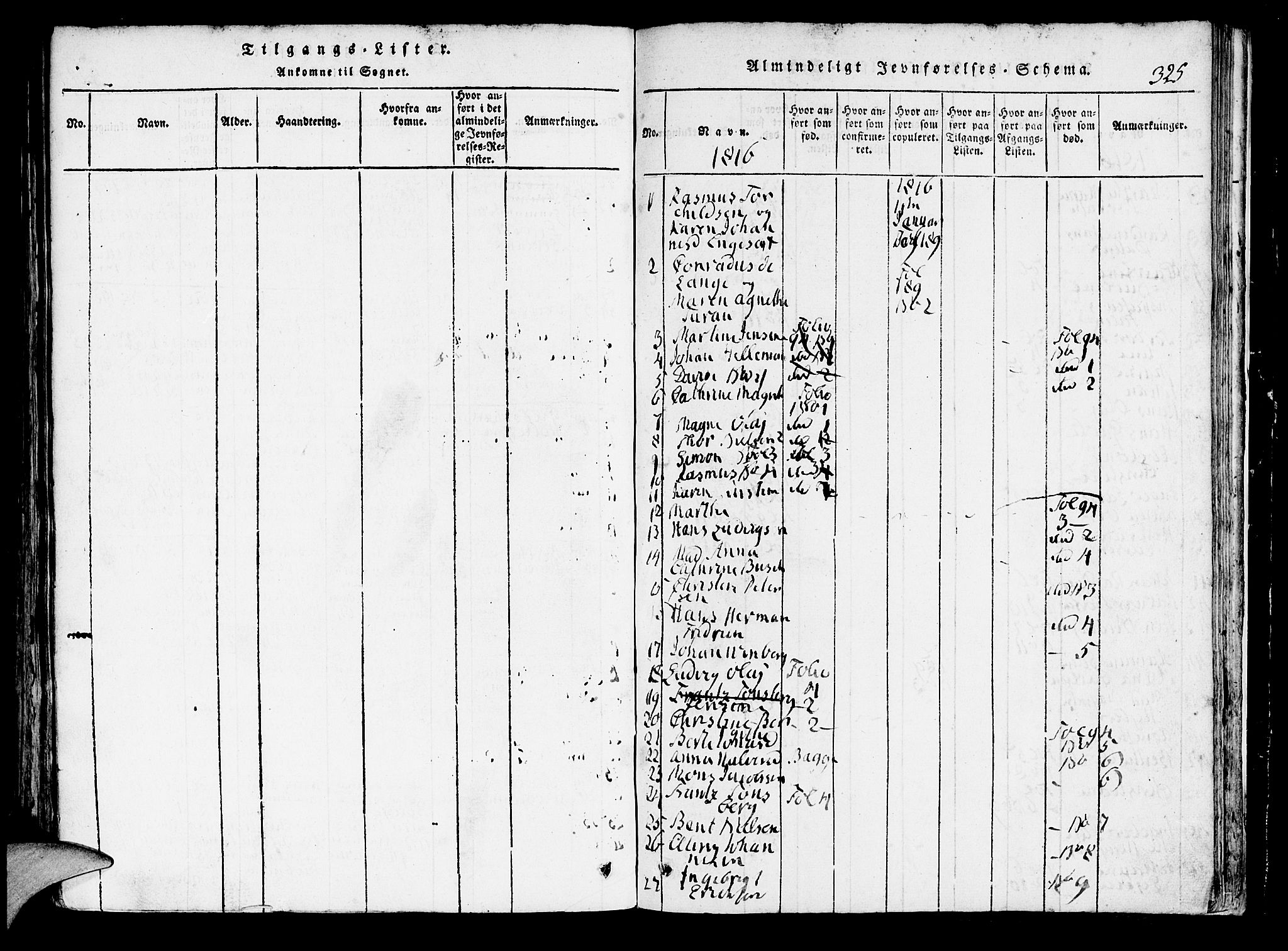 Domkirken sokneprestembete, AV/SAB-A-74801/H/Hab/L0001: Parish register (copy) no. A 1, 1816-1821, p. 325