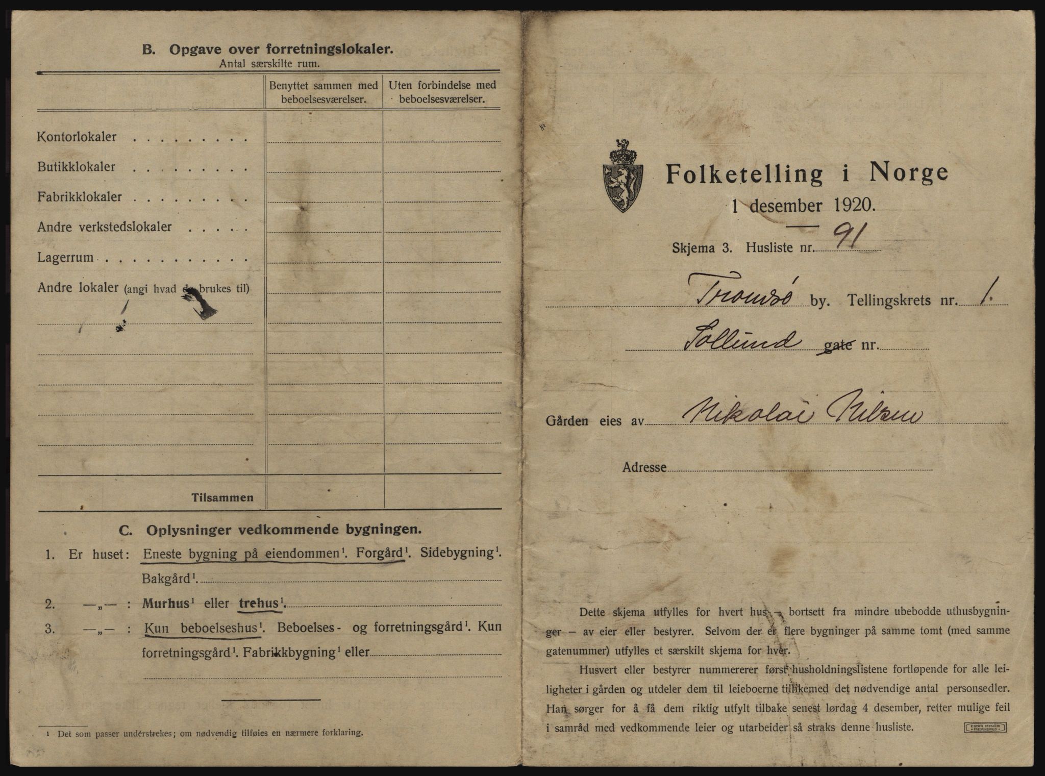 SATØ, 1920 census for Tromsø, 1920, p. 231