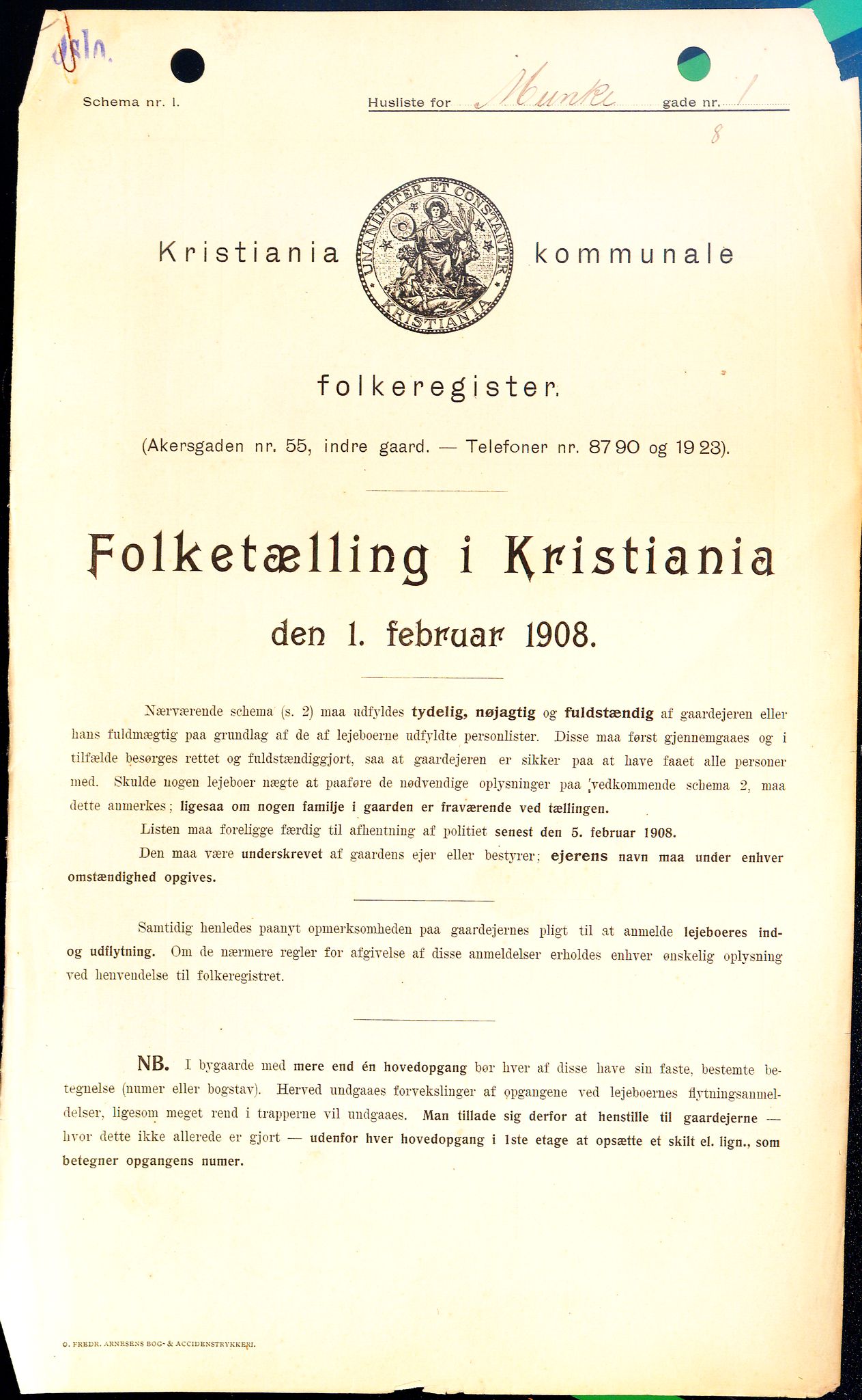 OBA, Municipal Census 1908 for Kristiania, 1908, p. 60830