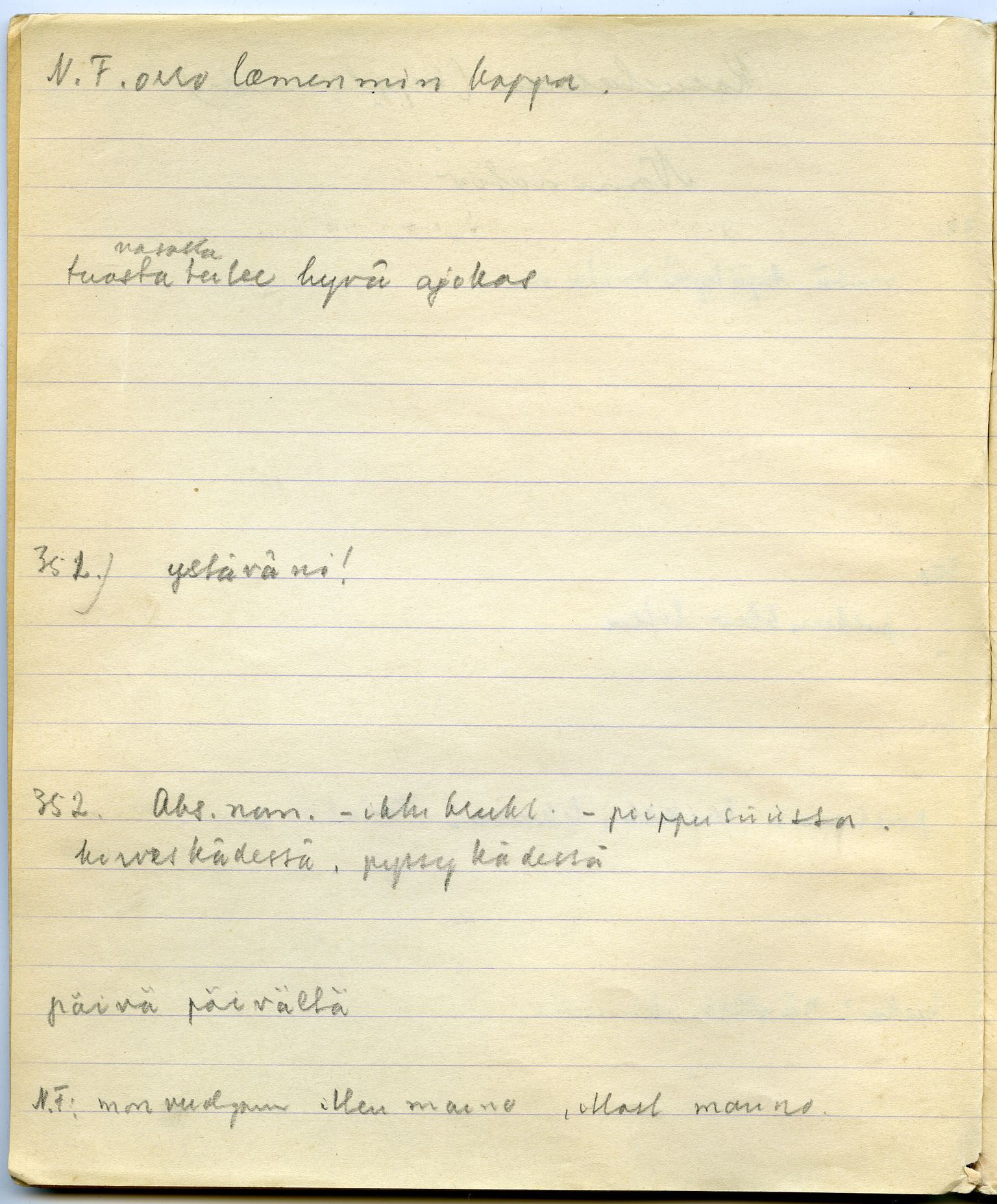 Johan Beronkas testamentariske gave, FMFB/A-1098/G/L0019: Notatbok om Pasvik–lappisk (4 stykker), 1928-1929, p. 88