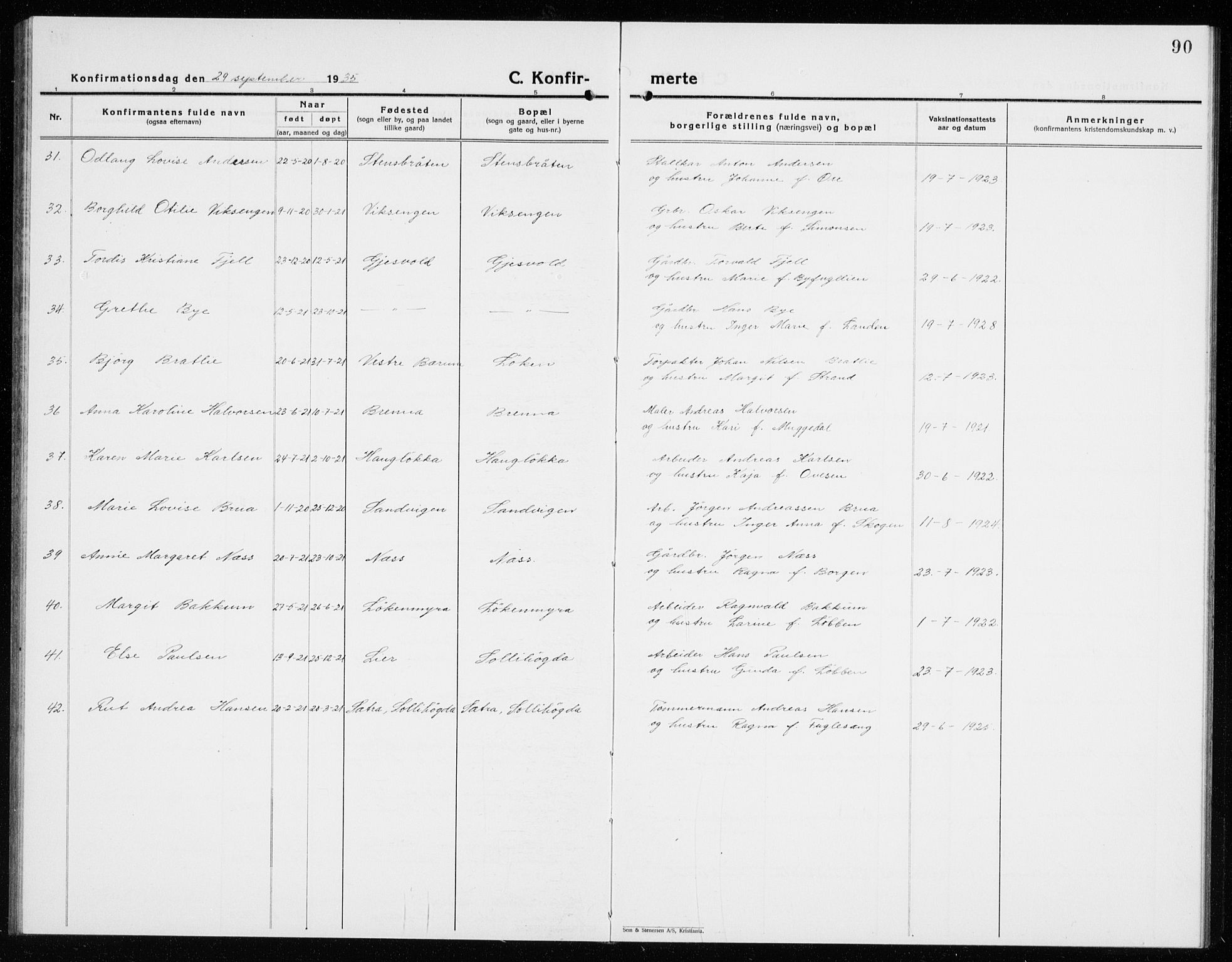 Hole kirkebøker, AV/SAKO-A-228/G/Ga/L0005: Parish register (copy) no. I 5, 1924-1938, p. 90