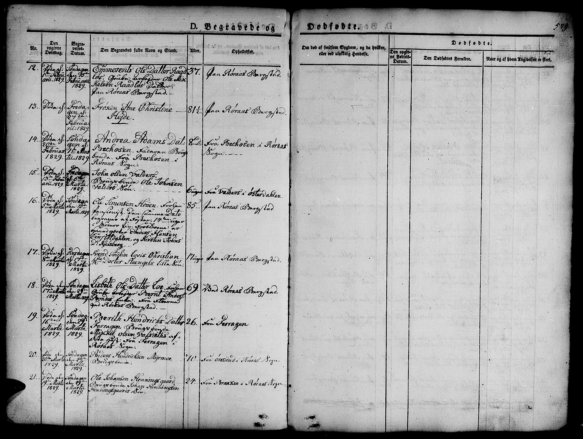 Ministerialprotokoller, klokkerbøker og fødselsregistre - Sør-Trøndelag, SAT/A-1456/681/L0939: Parish register (copy) no. 681C03, 1829-1855, p. 579