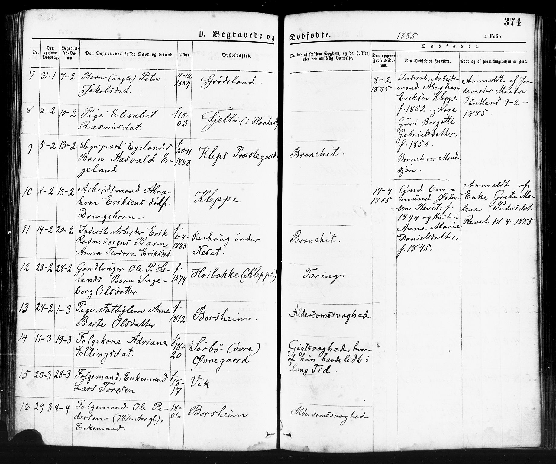 Klepp sokneprestkontor, AV/SAST-A-101803/001/3/30BA/L0006: Parish register (official) no. A 6, 1871-1885, p. 374