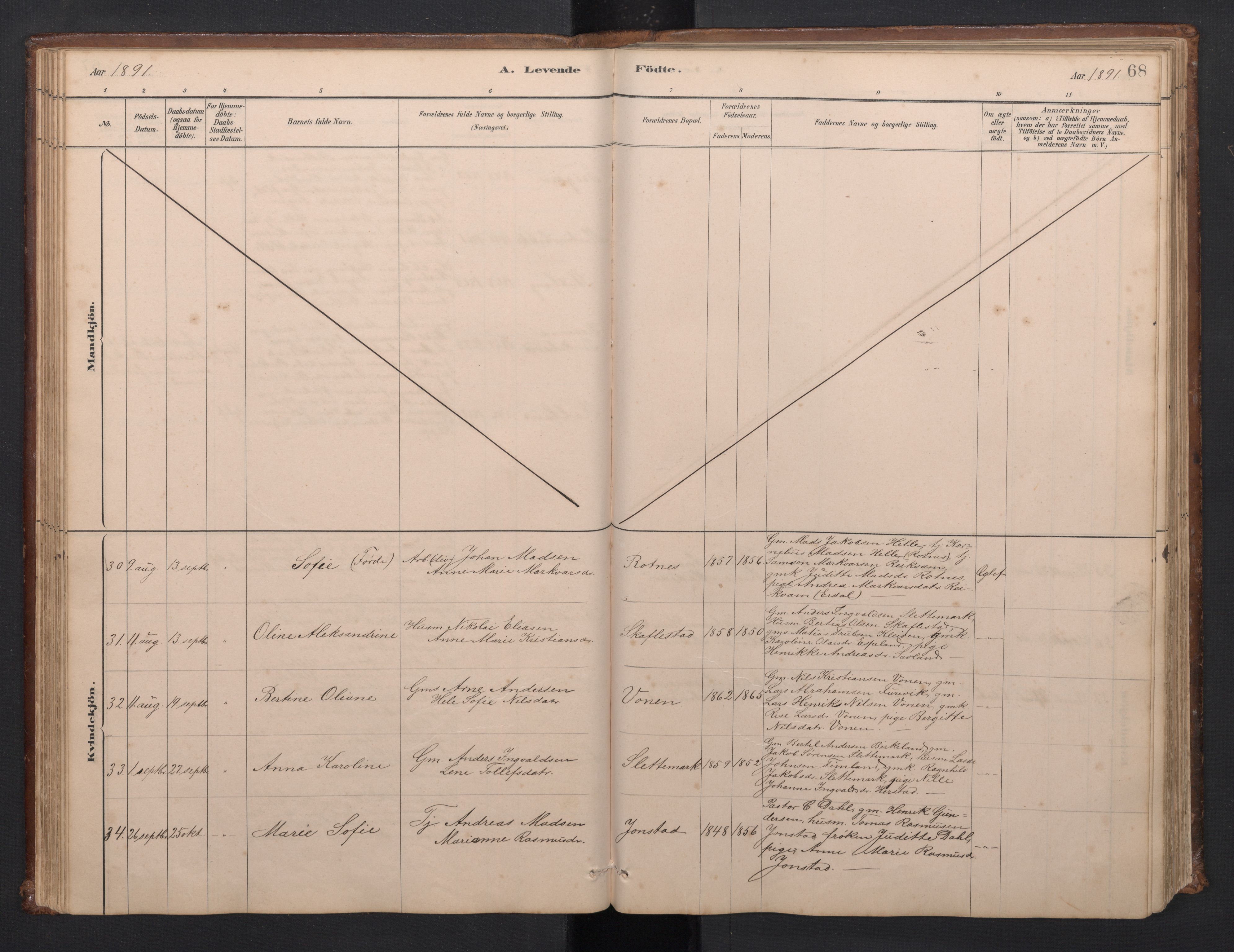 Førde sokneprestembete, SAB/A-79901/H/Hab/Habd/L0003: Parish register (copy) no. D 3, 1881-1897, p. 67b-68a