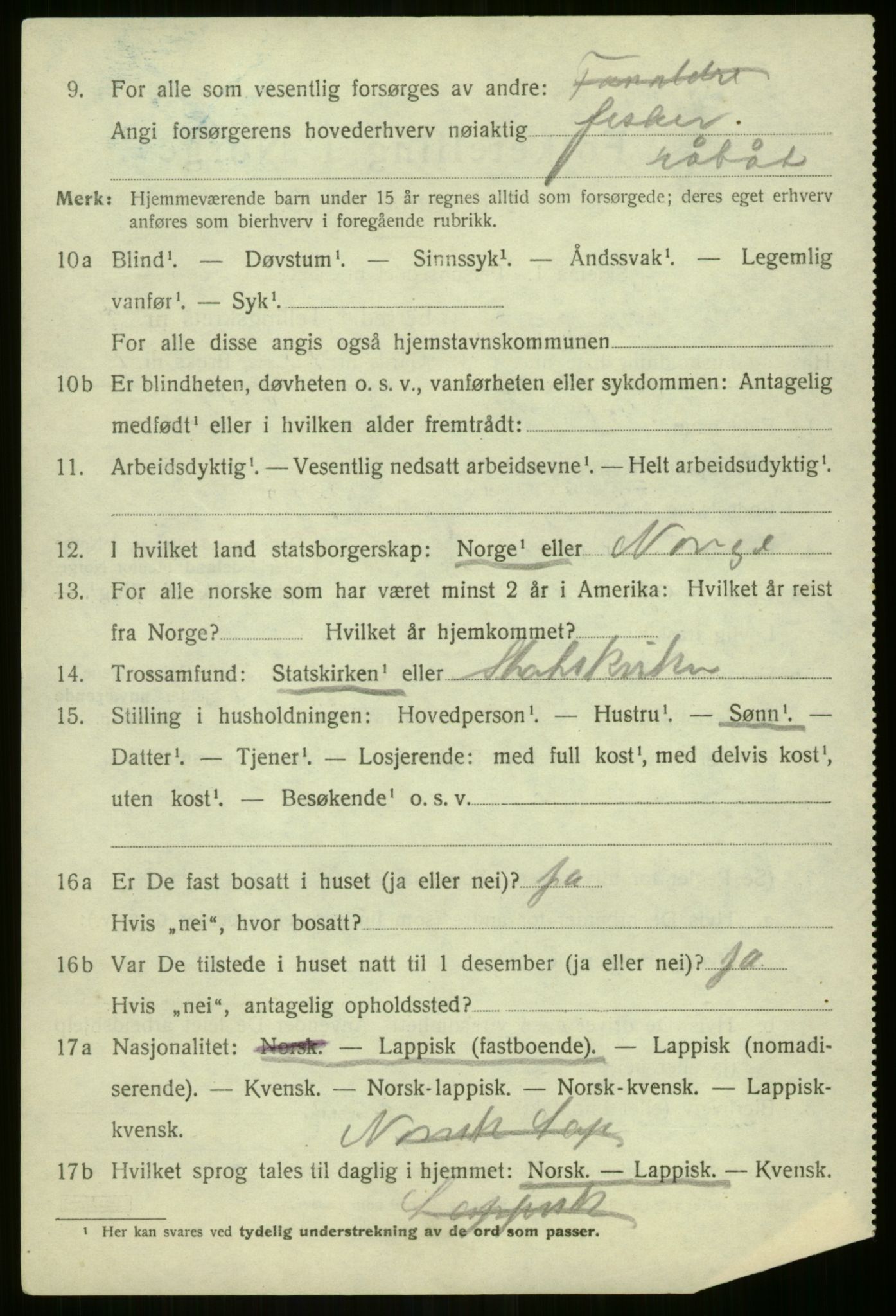 SATØ, 1920 census for Lyngen, 1920, p. 4032