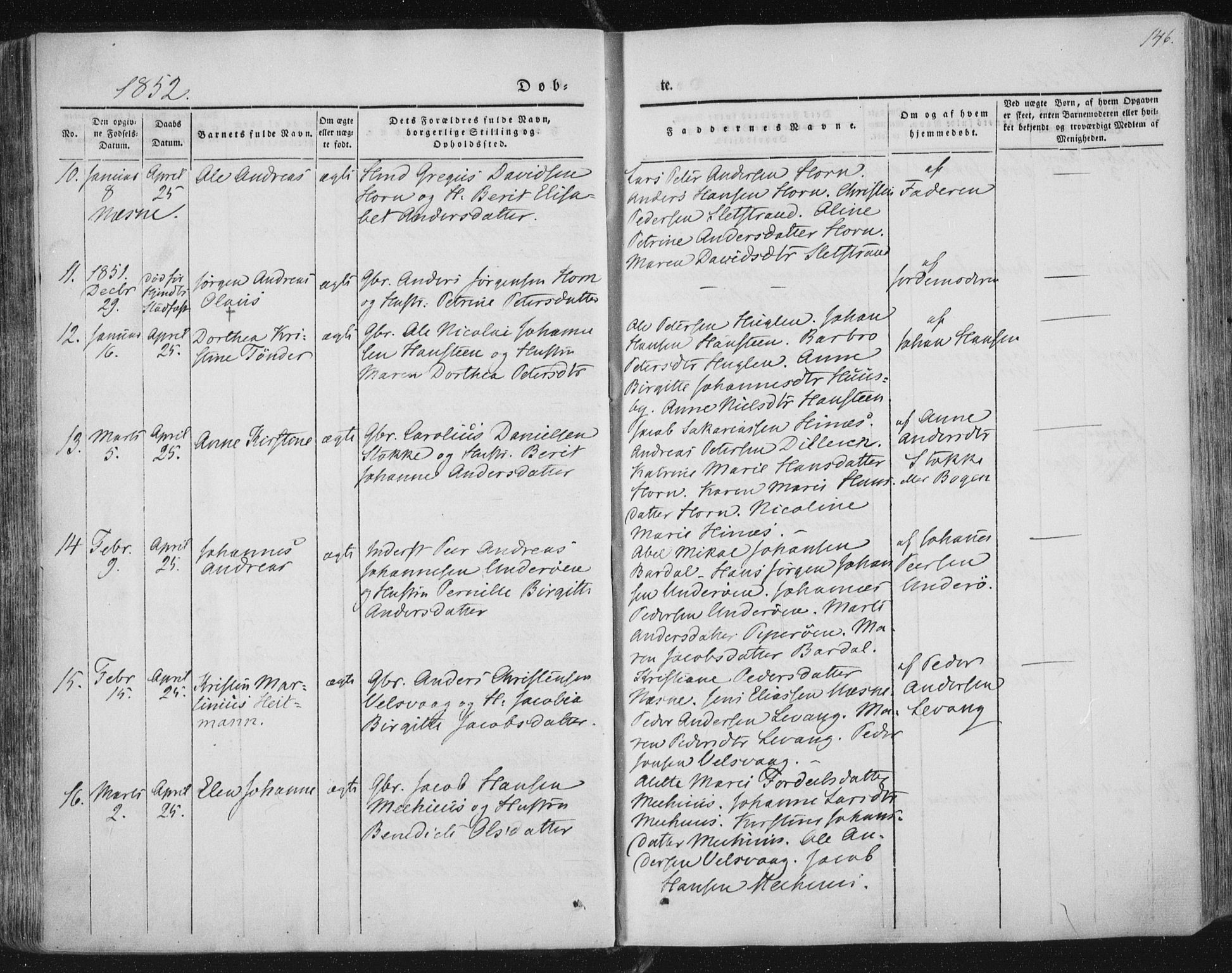 Ministerialprotokoller, klokkerbøker og fødselsregistre - Nordland, AV/SAT-A-1459/838/L0549: Parish register (official) no. 838A07, 1840-1854, p. 146