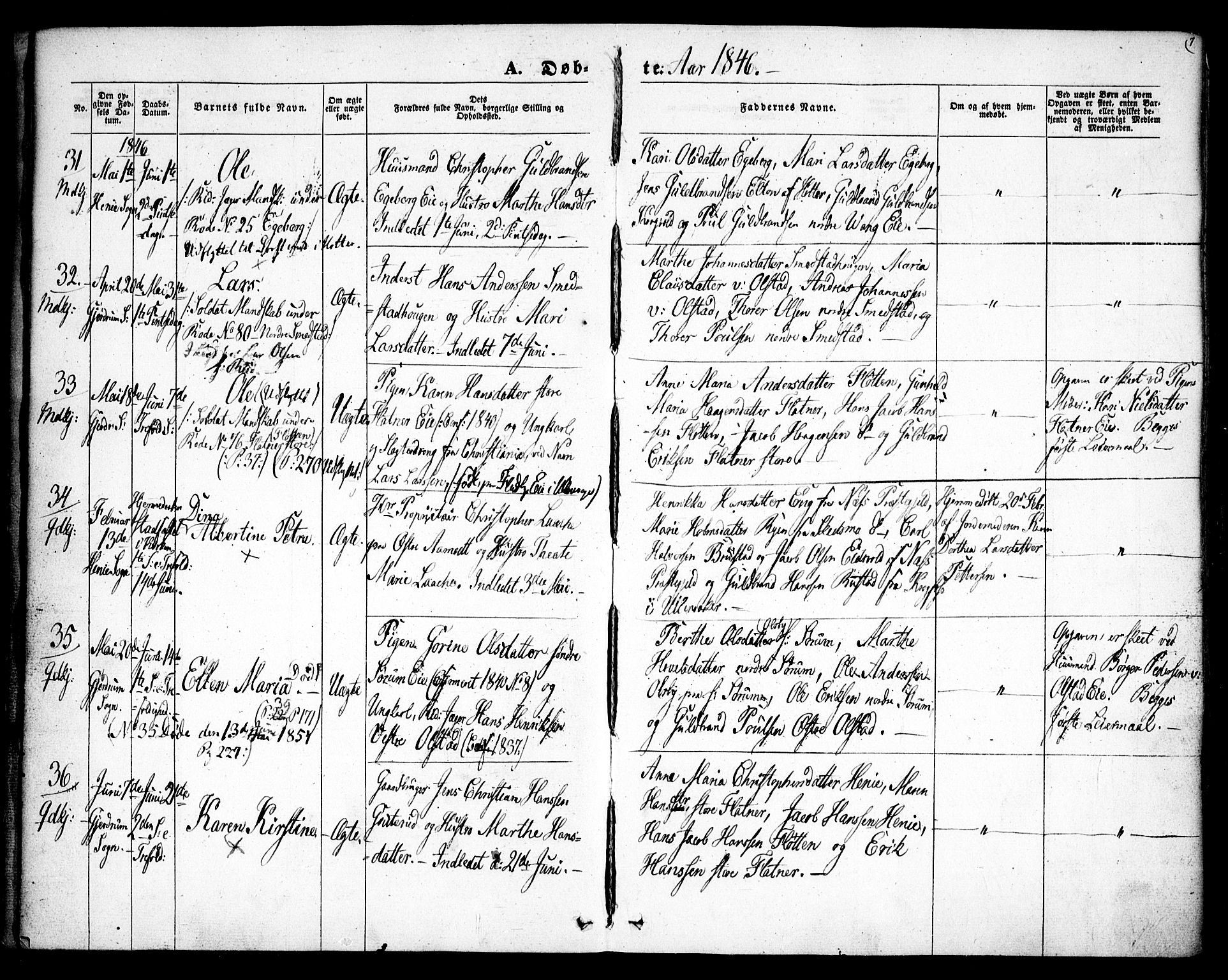 Gjerdrum prestekontor Kirkebøker, AV/SAO-A-10412b/F/Fa/L0006: Parish register (official) no. I 6, 1845-1856, p. 7