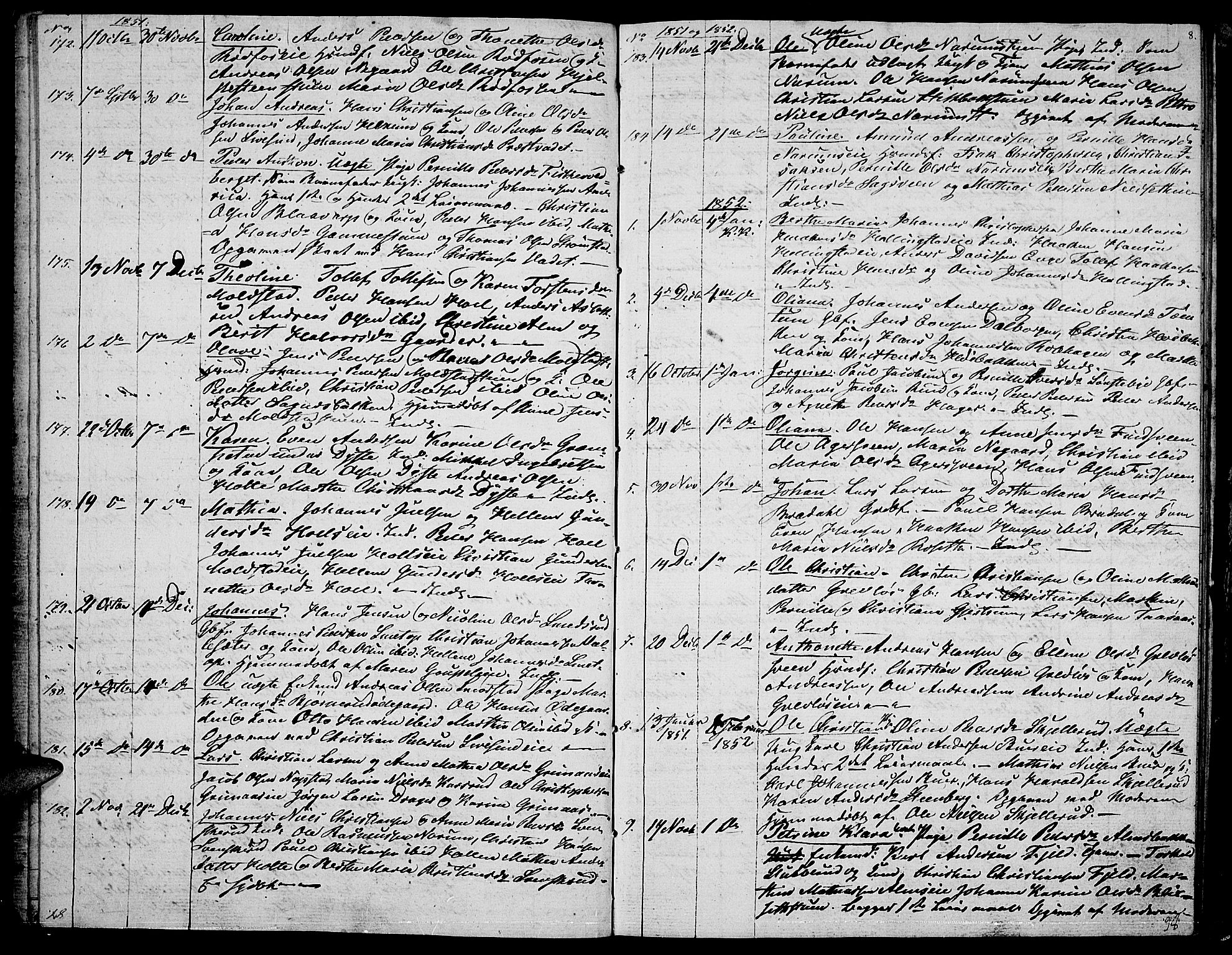 Vestre Toten prestekontor, SAH/PREST-108/H/Ha/Hab/L0004: Parish register (copy) no. 4, 1851-1853, p. 8