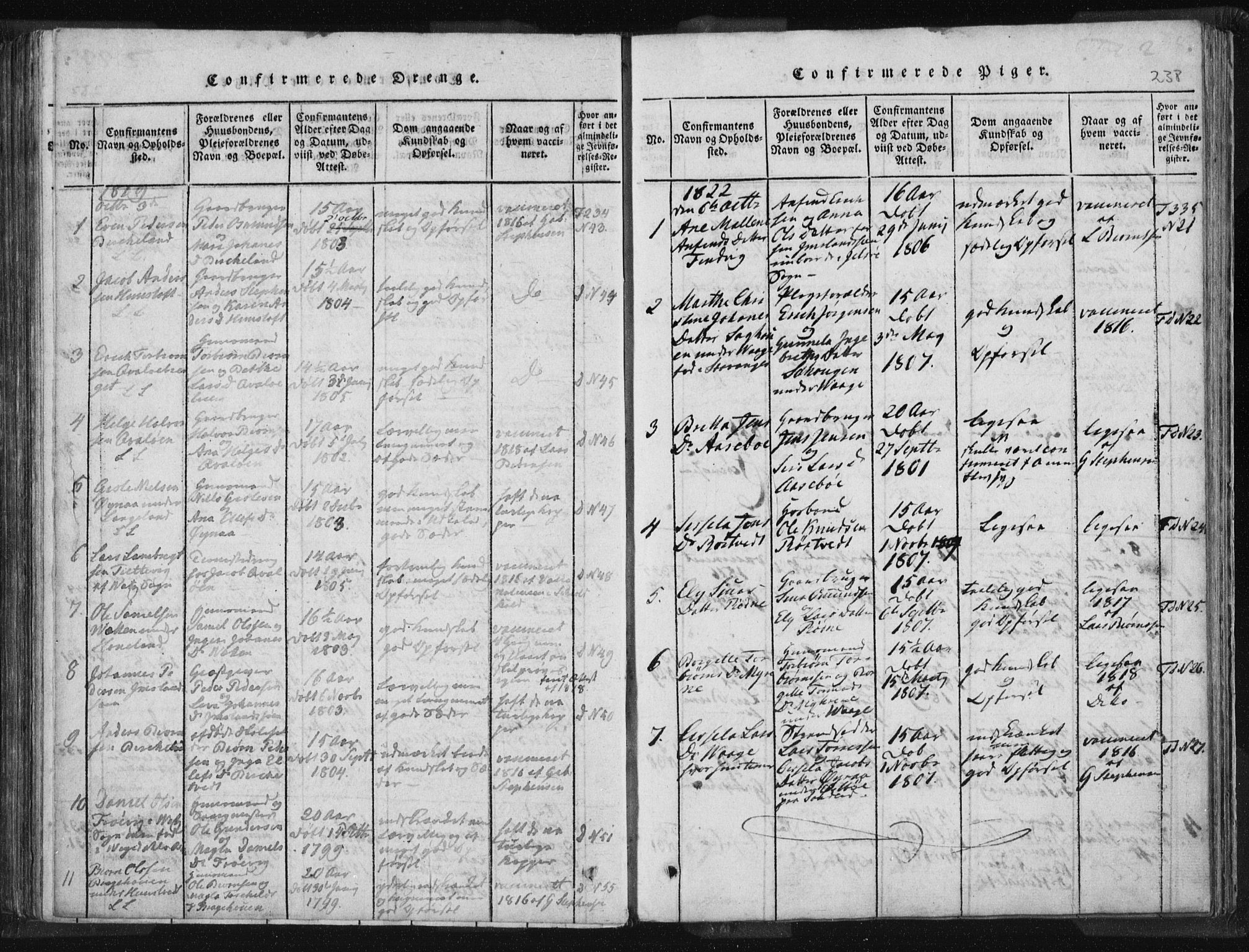 Vikedal sokneprestkontor, SAST/A-101840/01/IV: Parish register (official) no. A 5, 1817-1850, p. 238