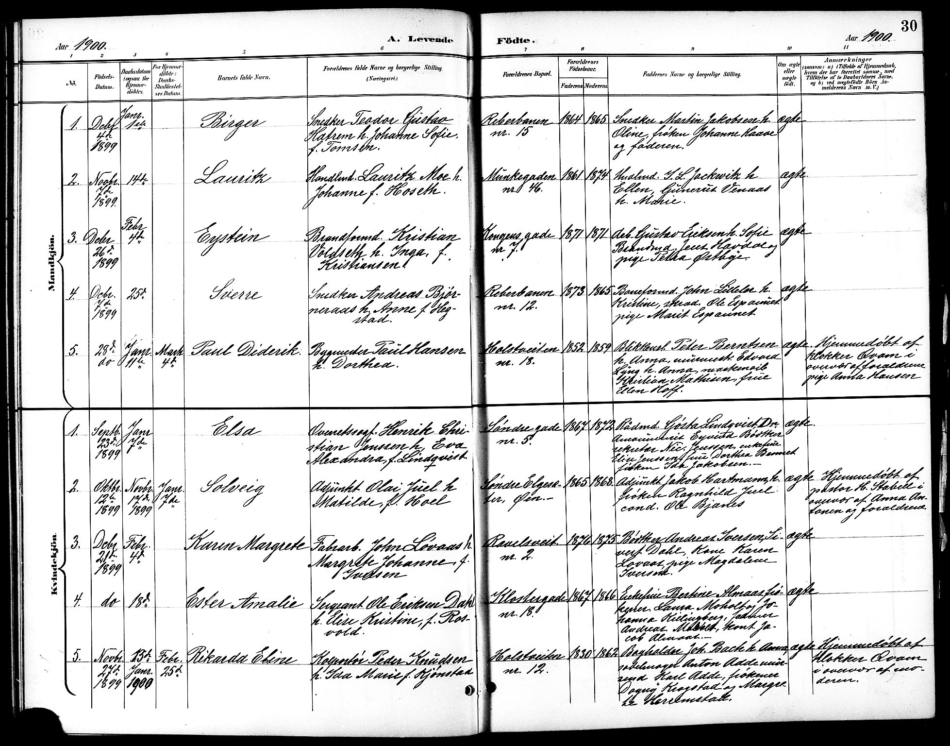 Ministerialprotokoller, klokkerbøker og fødselsregistre - Sør-Trøndelag, SAT/A-1456/601/L0094: Parish register (copy) no. 601C12, 1898-1911, p. 30