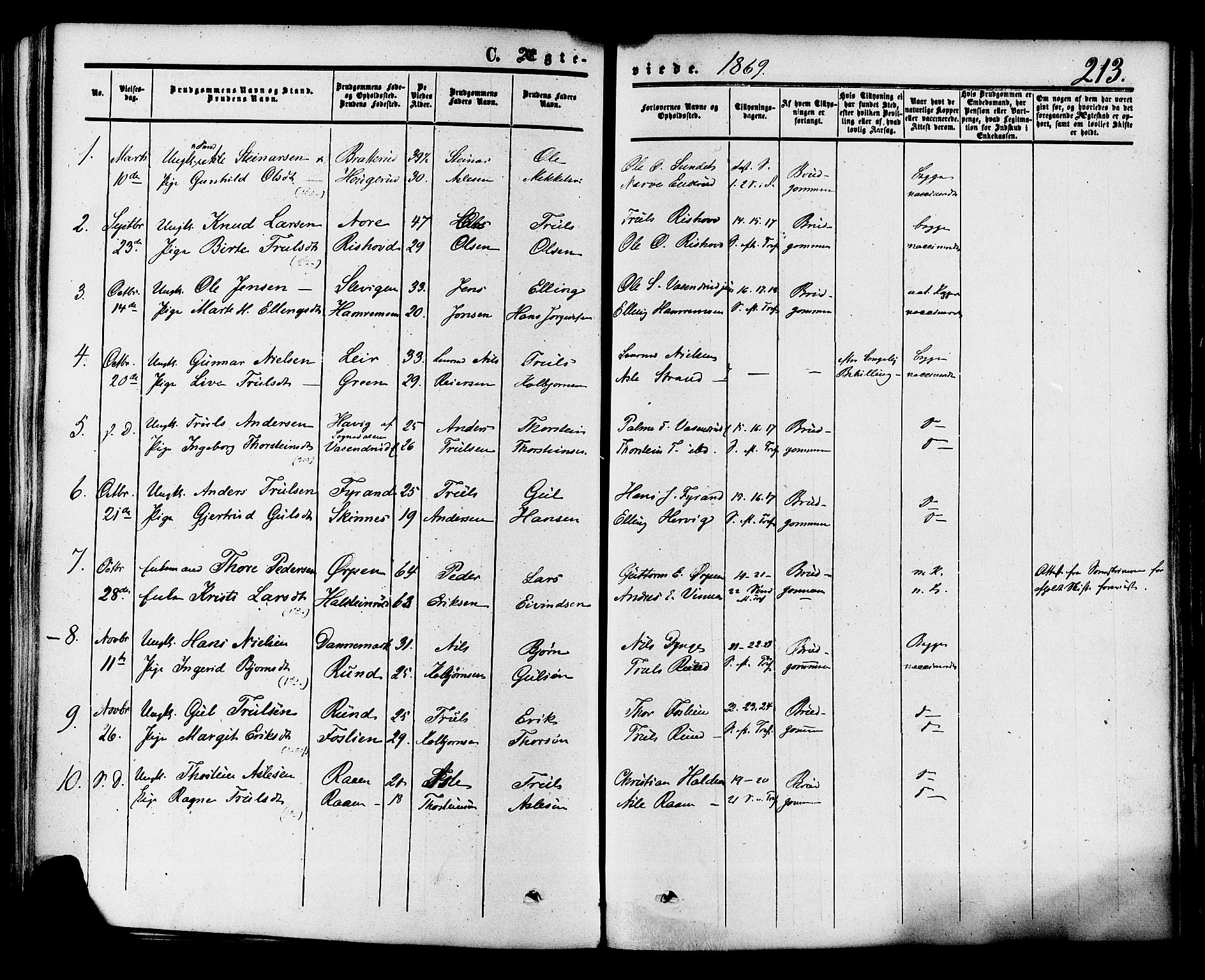 Krødsherad kirkebøker, AV/SAKO-A-19/F/Fa/L0003: Parish register (official) no. 3, 1851-1872, p. 213