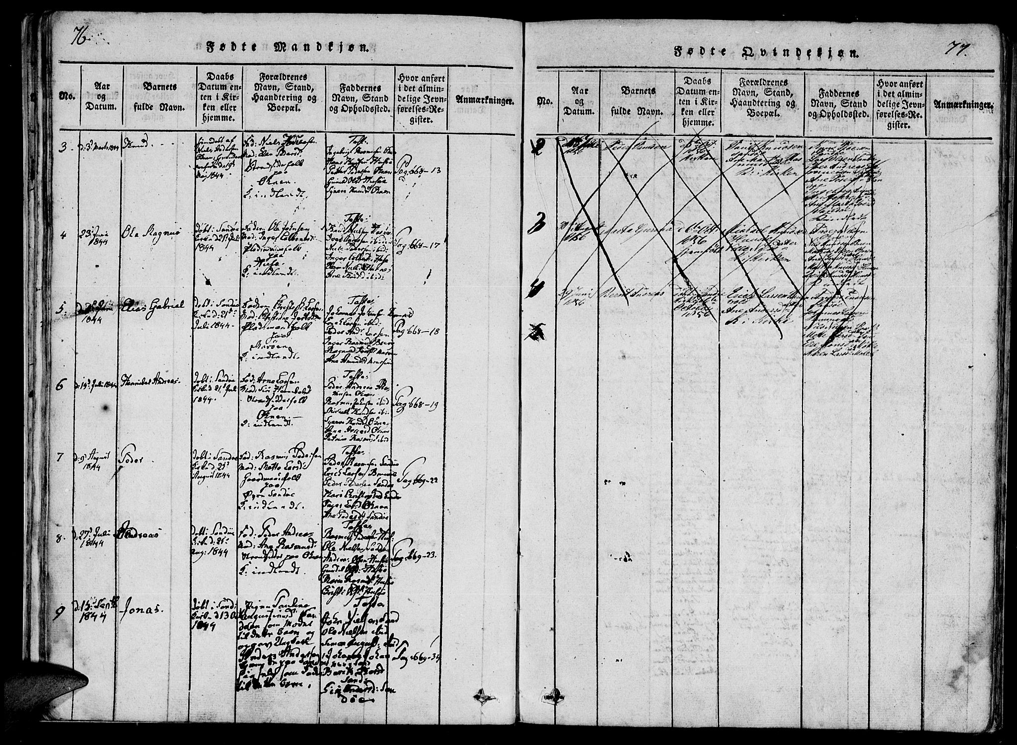 Ministerialprotokoller, klokkerbøker og fødselsregistre - Møre og Romsdal, AV/SAT-A-1454/561/L0727: Parish register (official) no. 561A01, 1817-1858, p. 76-77