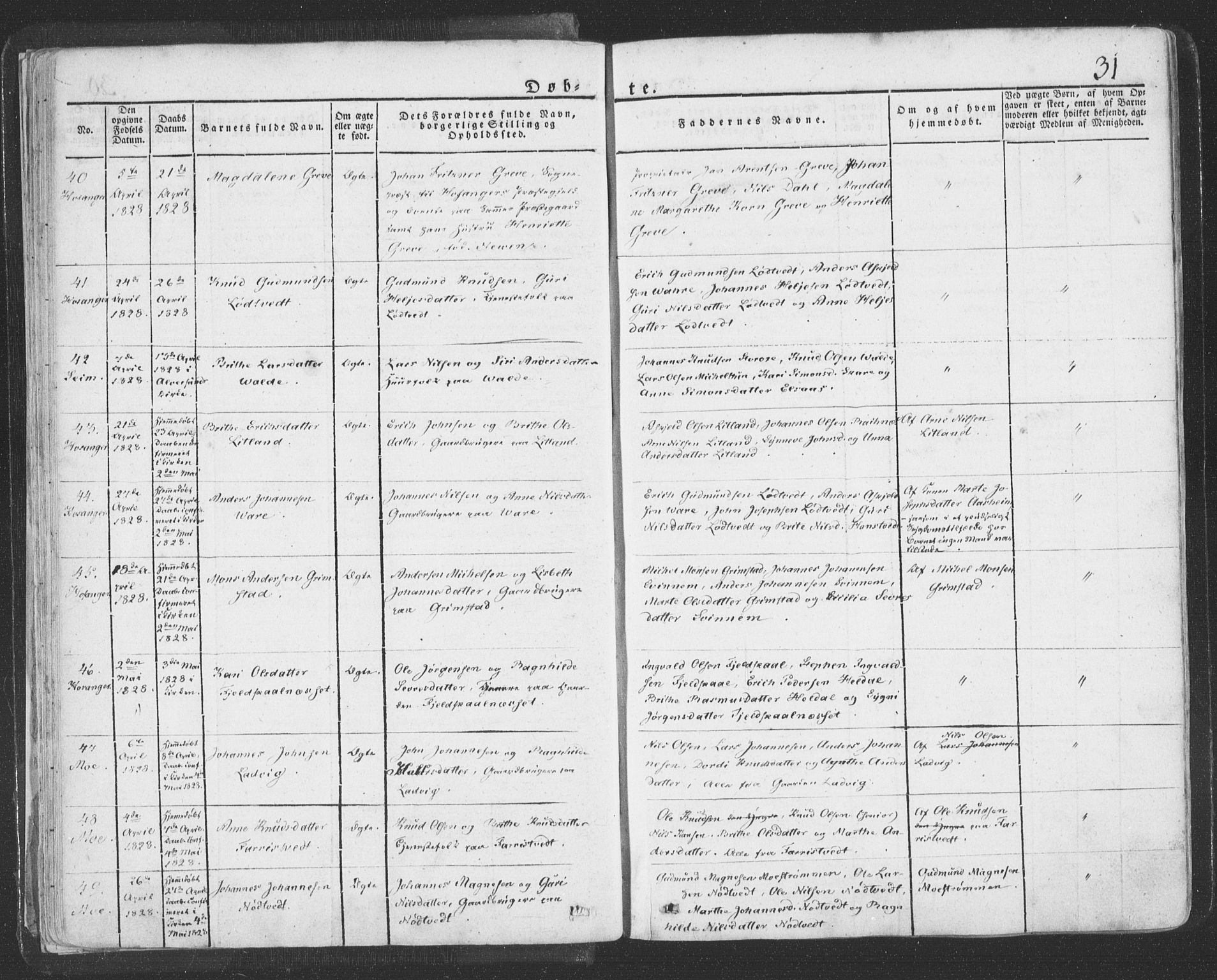 Hosanger sokneprestembete, AV/SAB-A-75801/H/Haa: Parish register (official) no. A 6, 1824-1835, p. 31