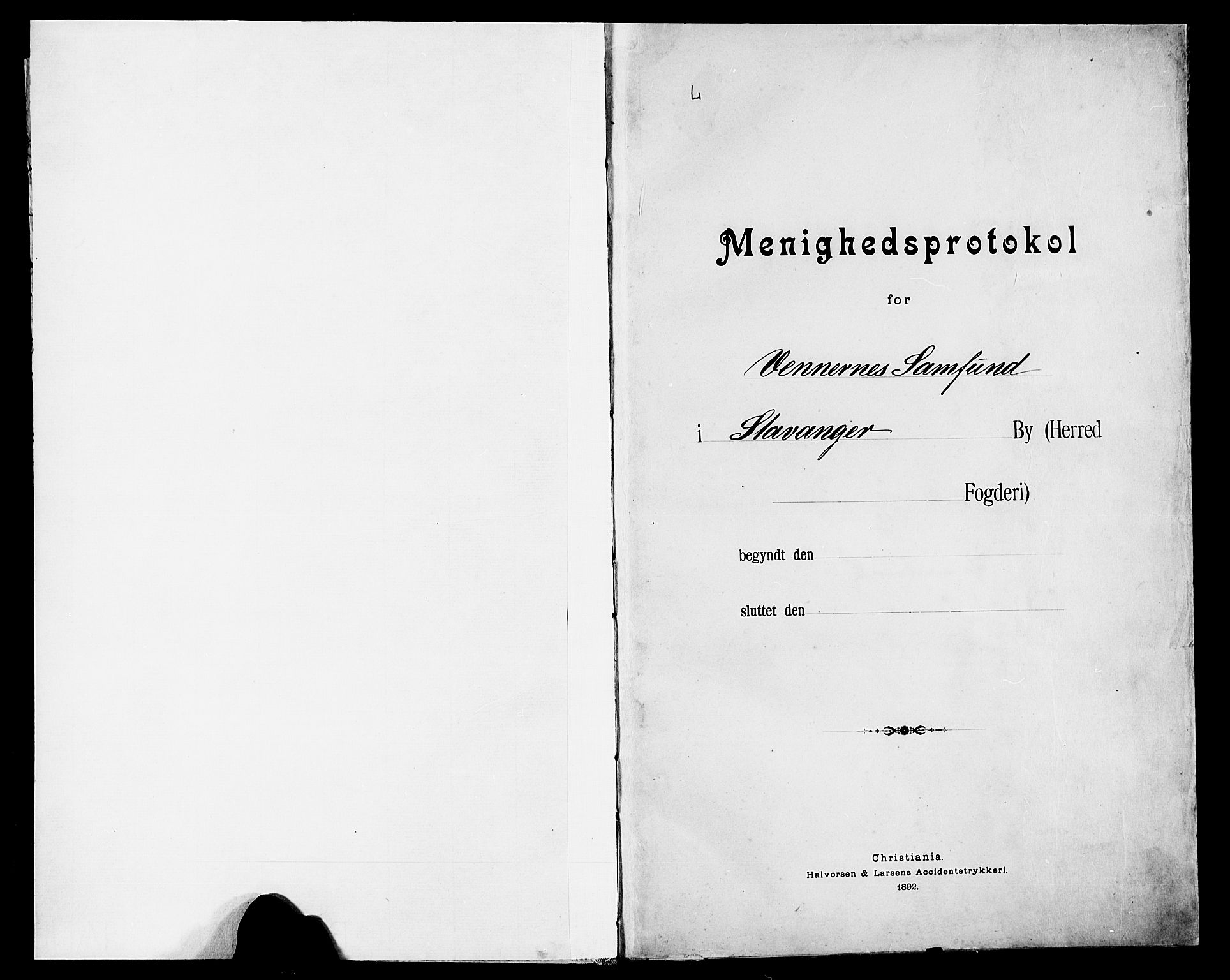 Pa 0160 - Vennenes Samfunn, Stavanger, SAST/A-100269/F/Fb/L0001: Dissenter register no. 1, 1860-1897