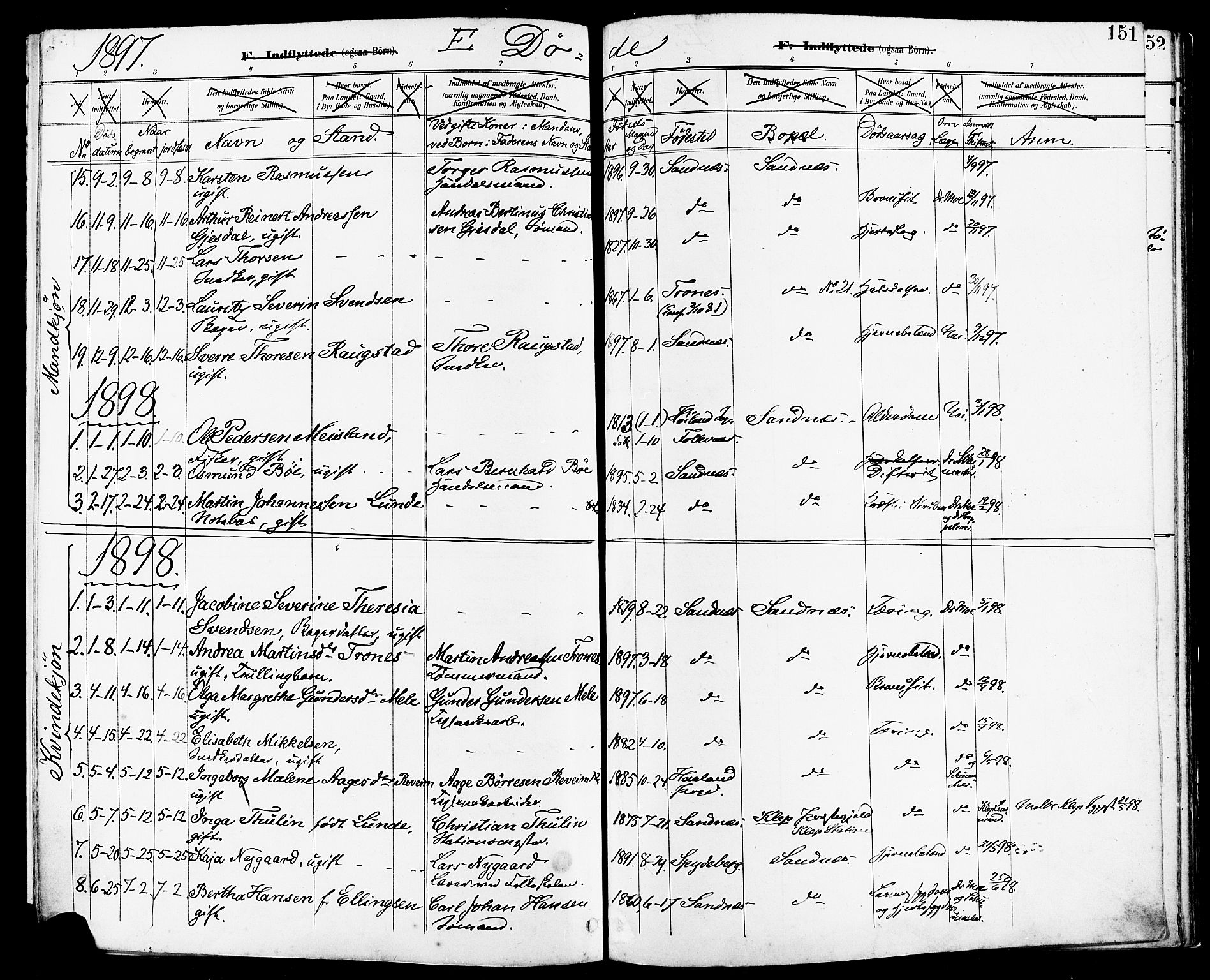 Høyland sokneprestkontor, SAST/A-101799/001/30BA/L0014: Parish register (official) no. A 12, 1890-1898, p. 151