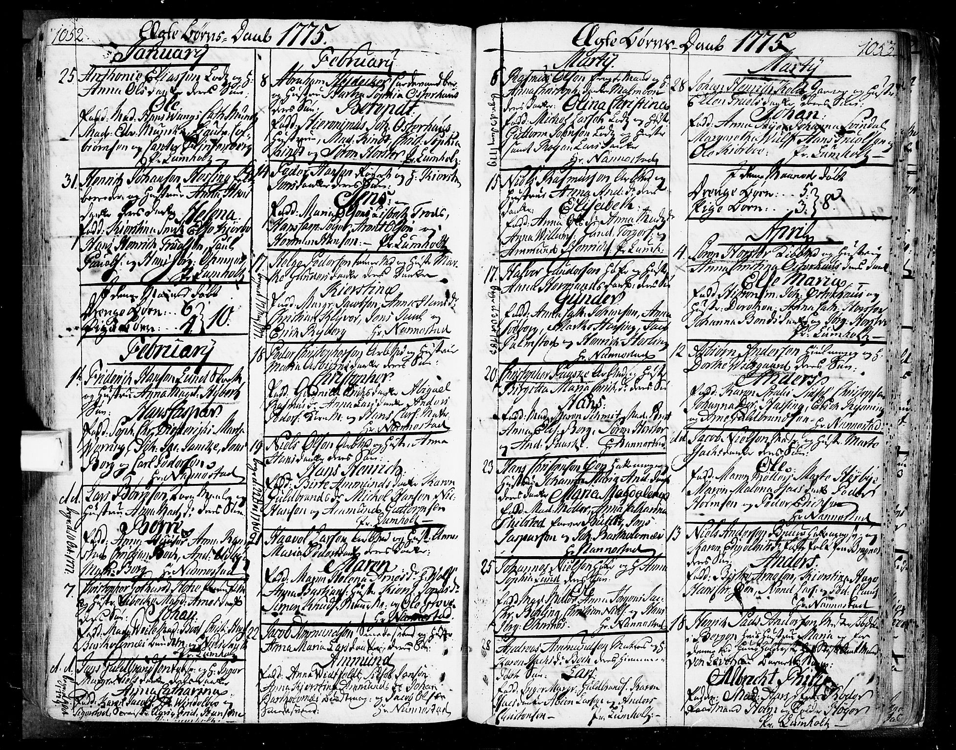 Oslo domkirke Kirkebøker, SAO/A-10752/F/Fa/L0004: Parish register (official) no. 4, 1743-1786, p. 1052-1053