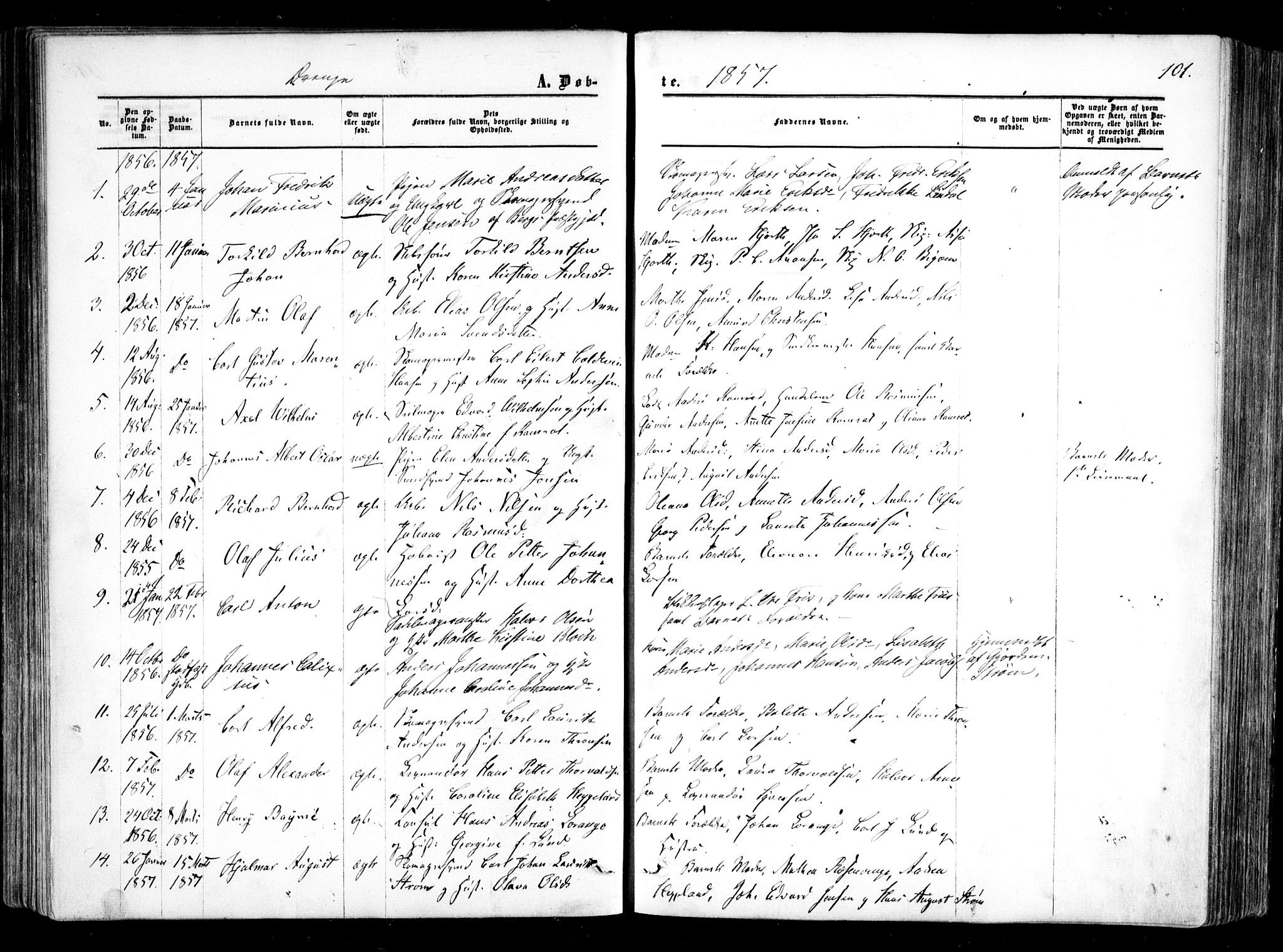 Halden prestekontor Kirkebøker, SAO/A-10909/F/Fa/L0007: Parish register (official) no. I 7, 1857-1865, p. 101