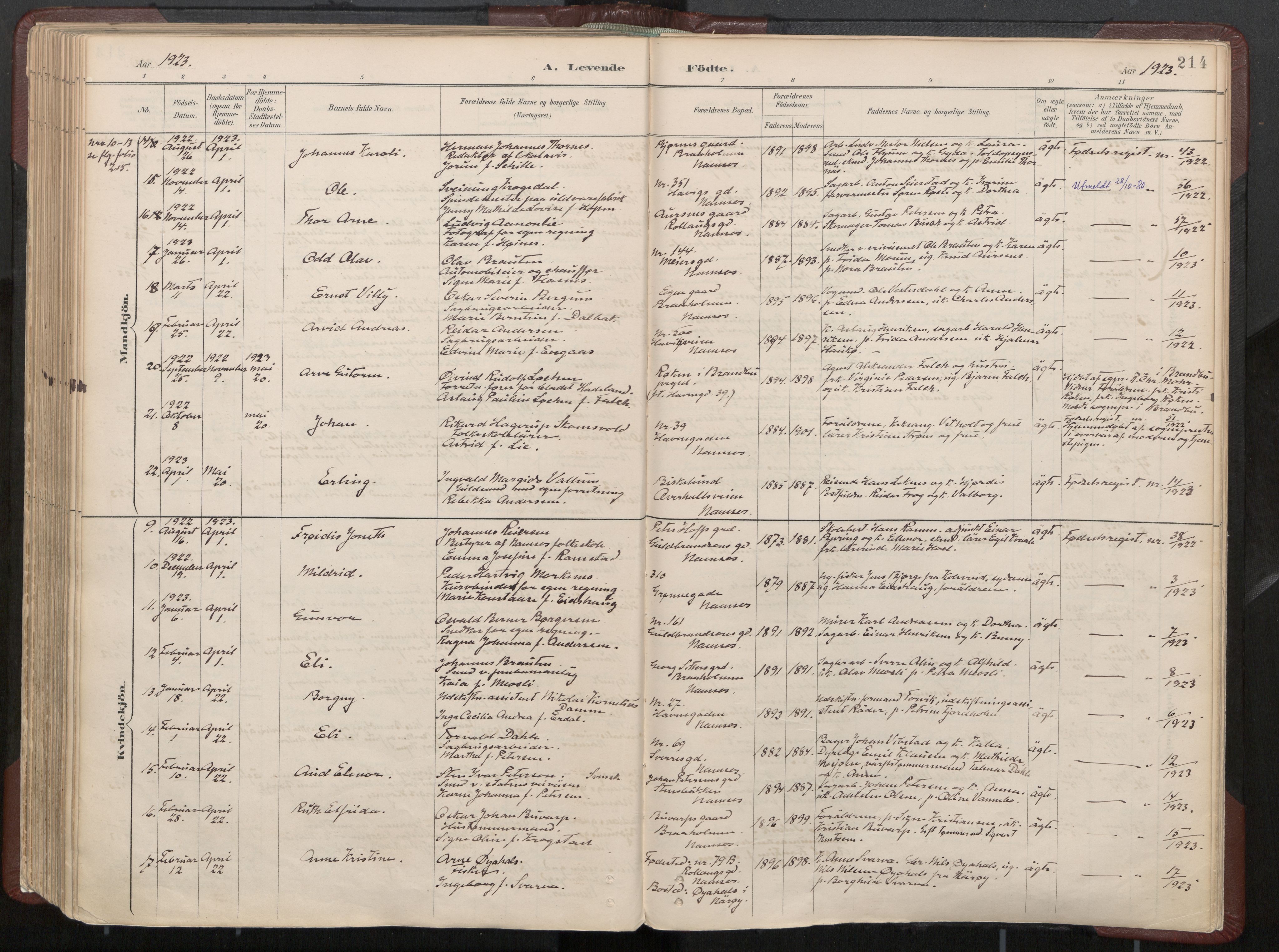 Ministerialprotokoller, klokkerbøker og fødselsregistre - Nord-Trøndelag, SAT/A-1458/768/L0574: Parish register (official) no. 768A08, 1887-1927, p. 214