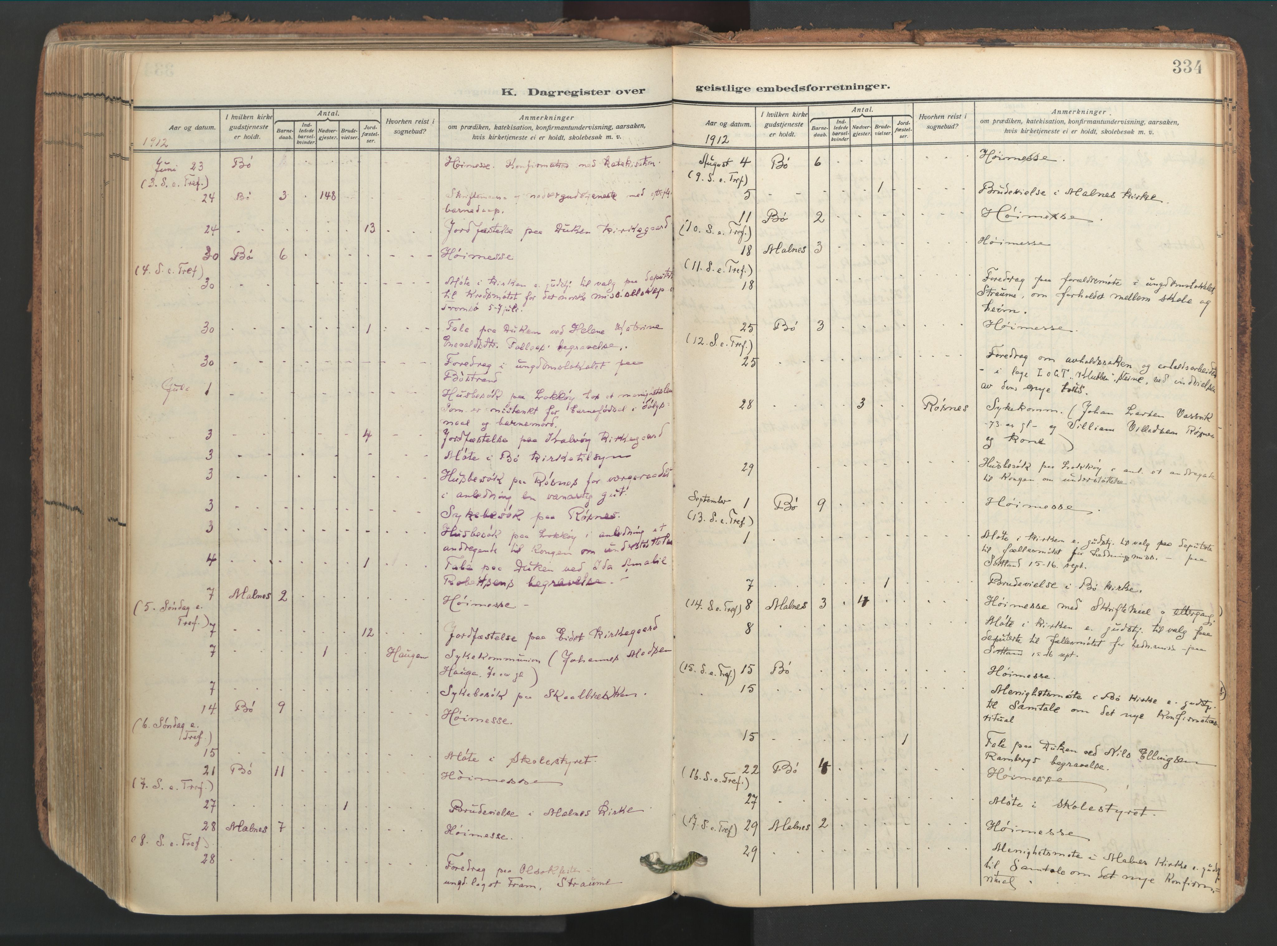 Ministerialprotokoller, klokkerbøker og fødselsregistre - Nordland, AV/SAT-A-1459/891/L1306: Parish register (official) no. 891A11, 1911-1927, p. 334