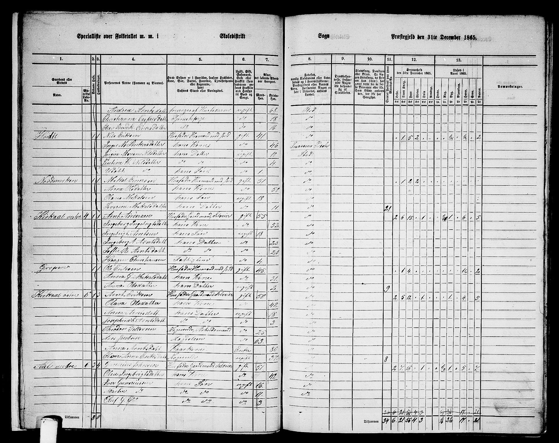 RA, 1865 census for Stod, 1865, p. 15