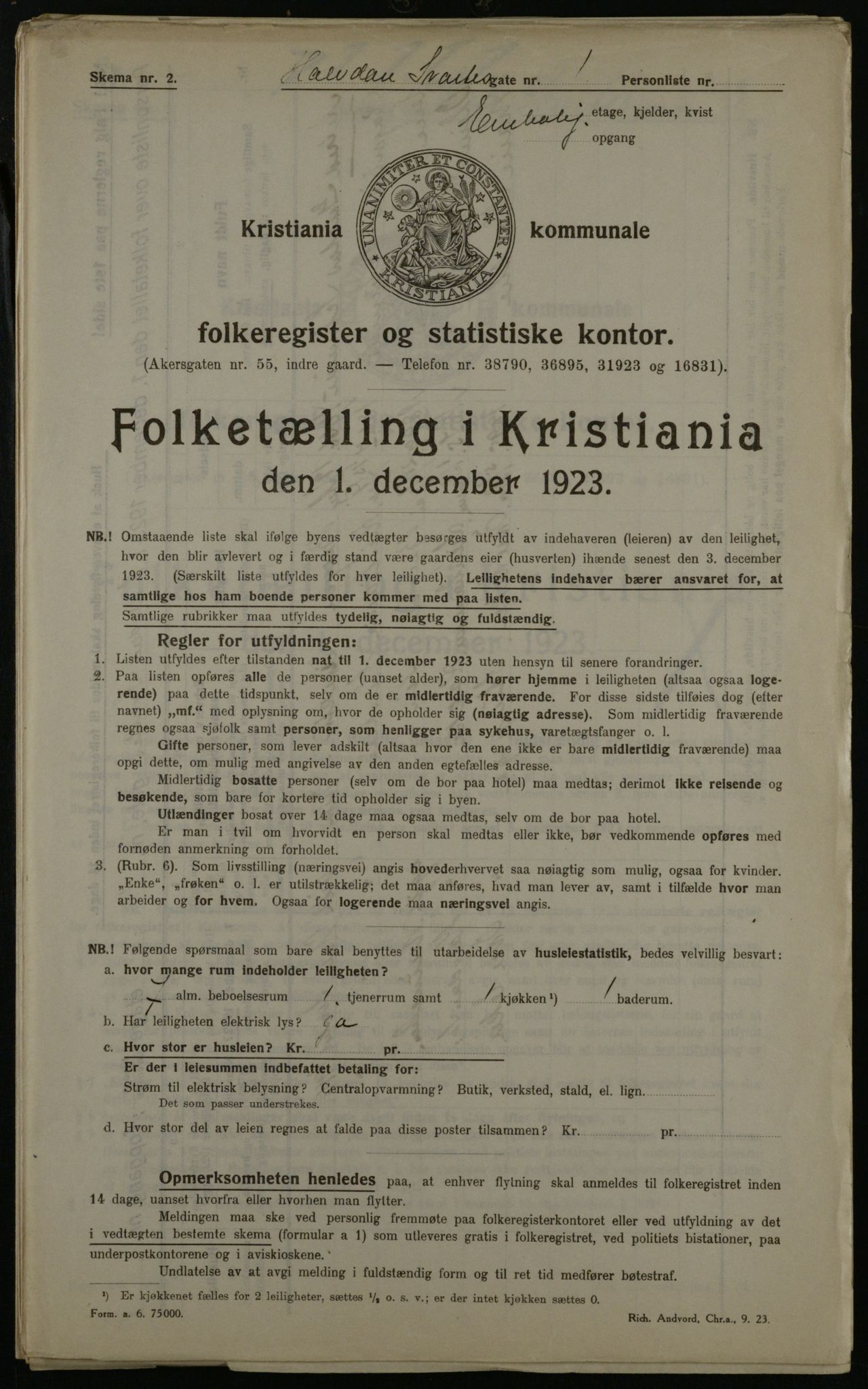 OBA, Municipal Census 1923 for Kristiania, 1923, p. 38182